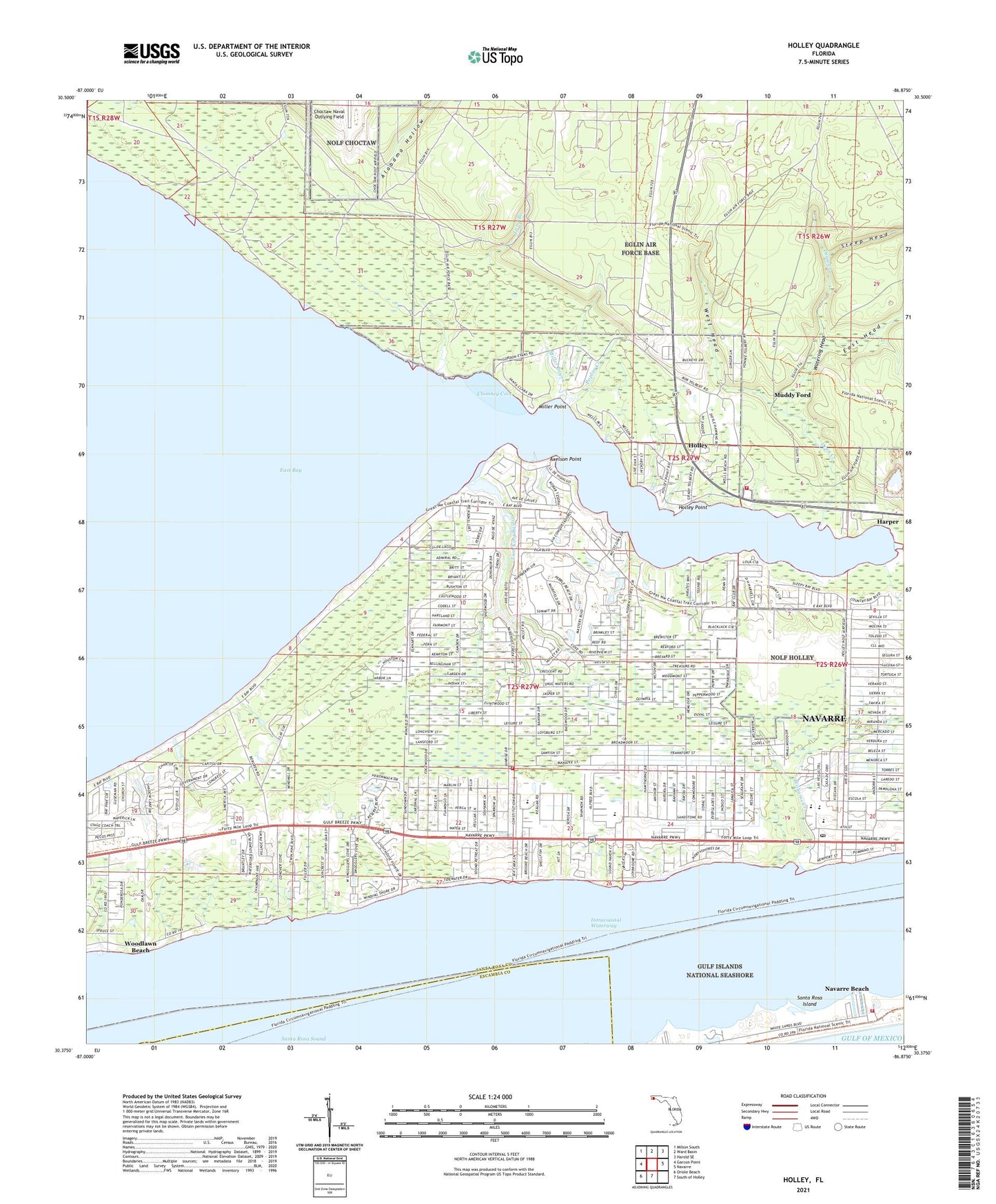 Holley Florida US Topo Map Image