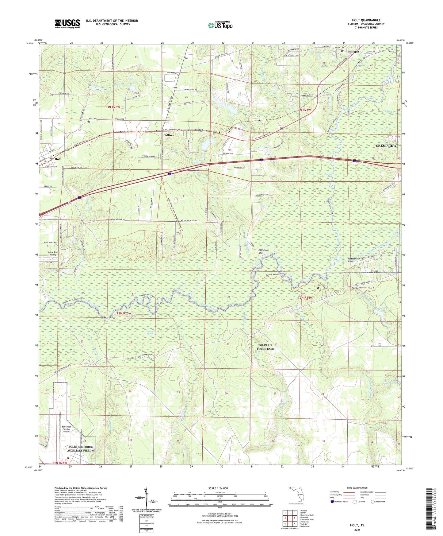 Holt Florida US Topo Map Image