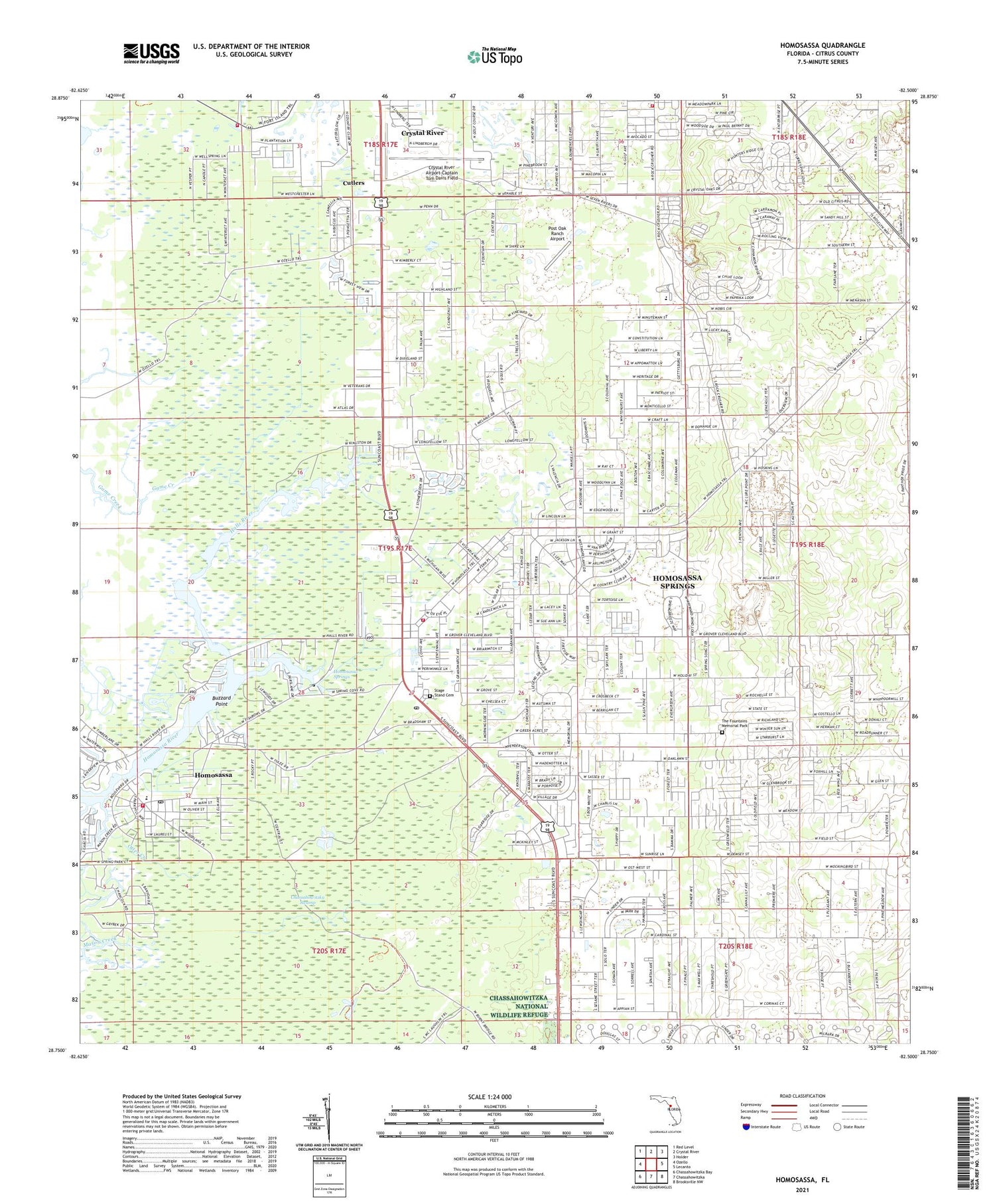 Homosassa Florida US Topo Map Image
