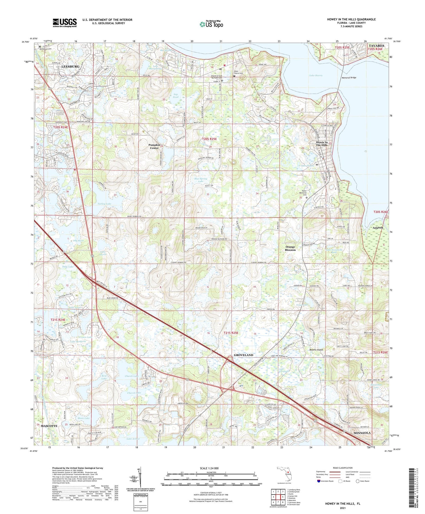 Howey-in-the-Hills Florida US Topo Map Image