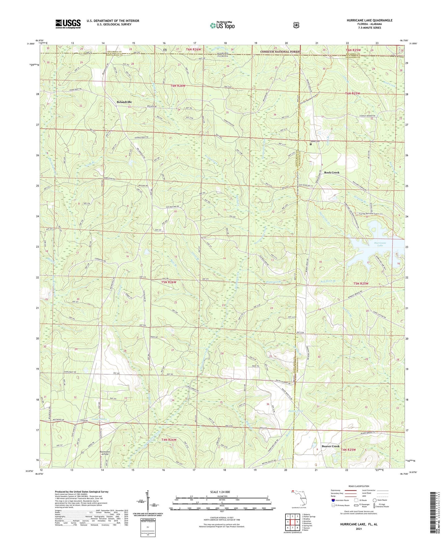 Hurricane Lake Florida US Topo Map Image