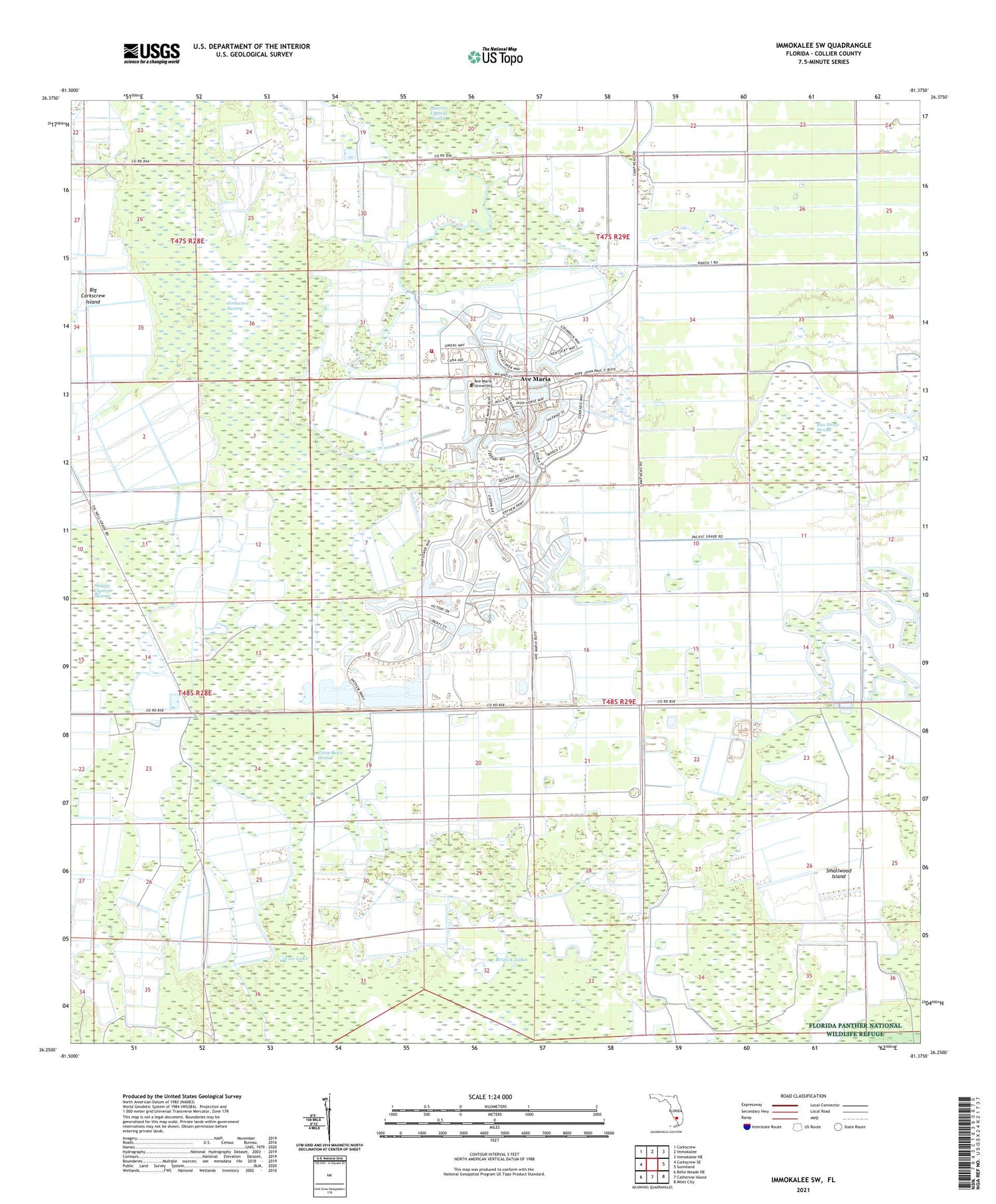 Immokalee SW Florida US Topo Map Image