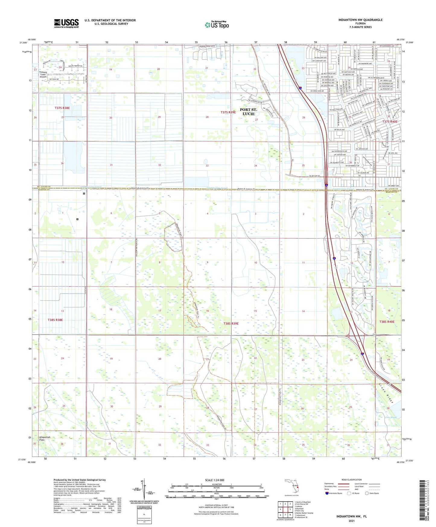 Indiantown NW Florida US Topo Map Image