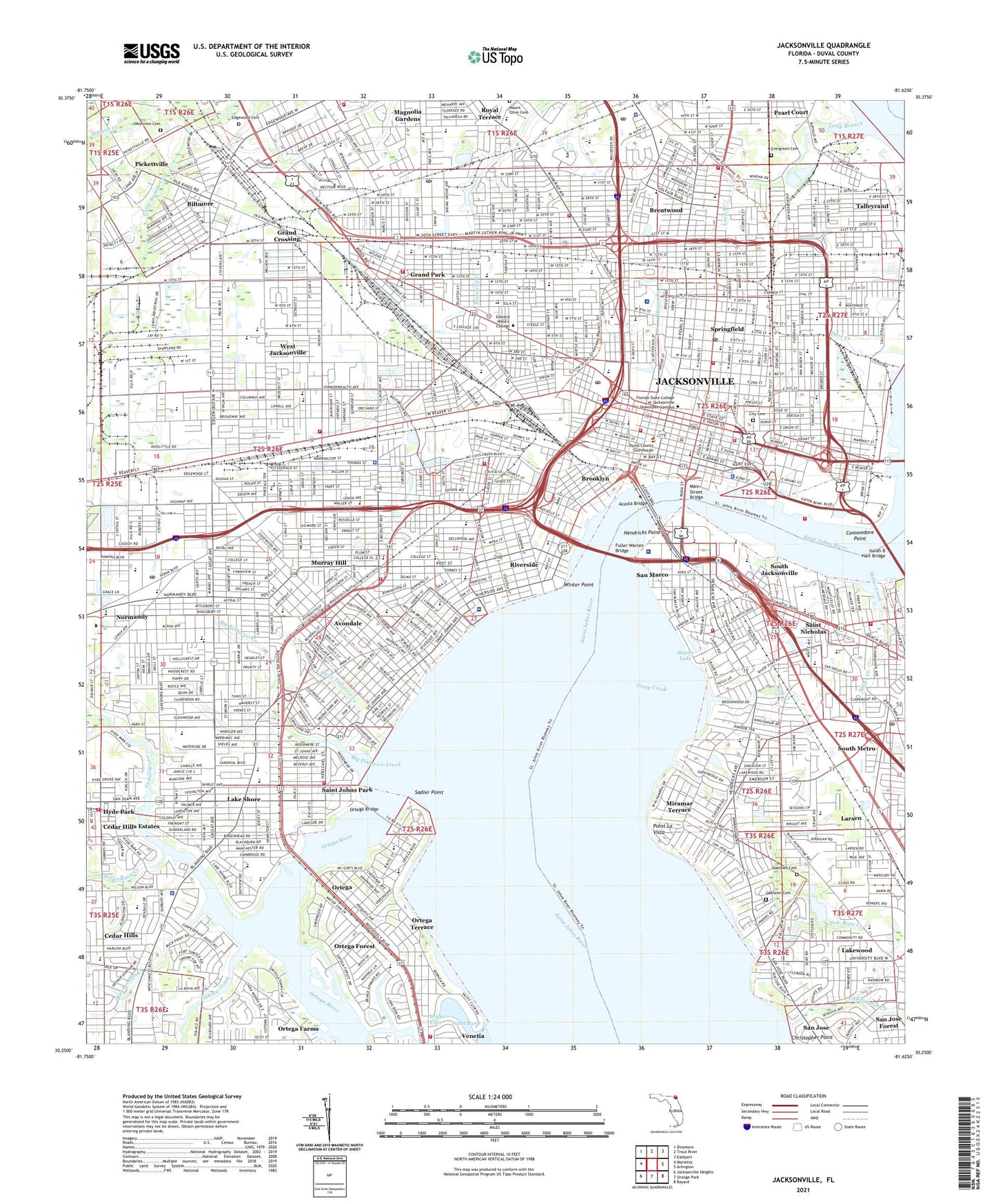 Jacksonville Florida US Topo Map Image