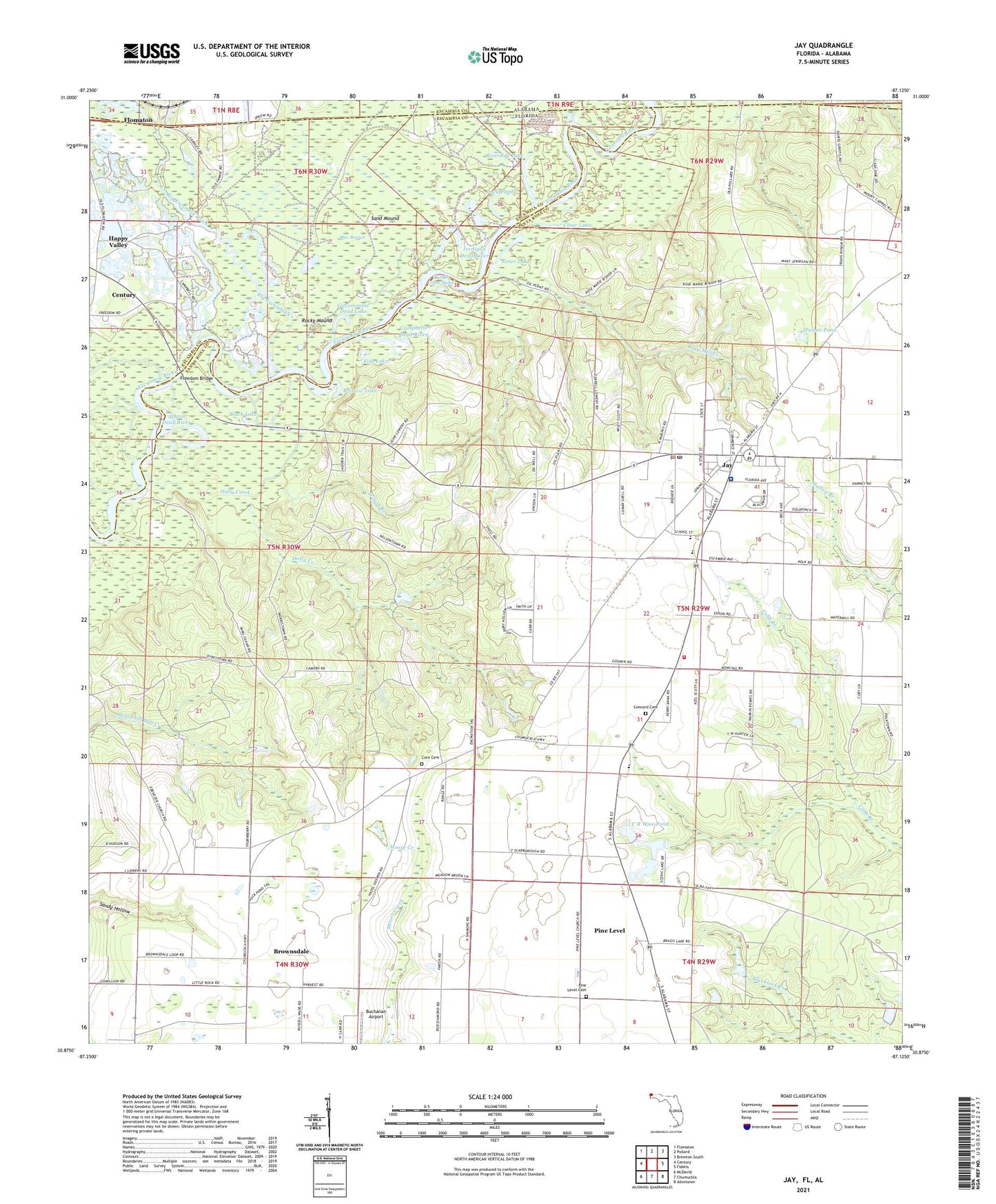 Jay Florida US Topo Map Image