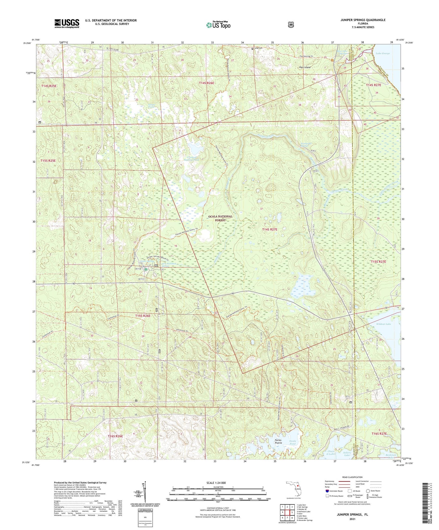 Juniper Springs Florida US Topo Map Image