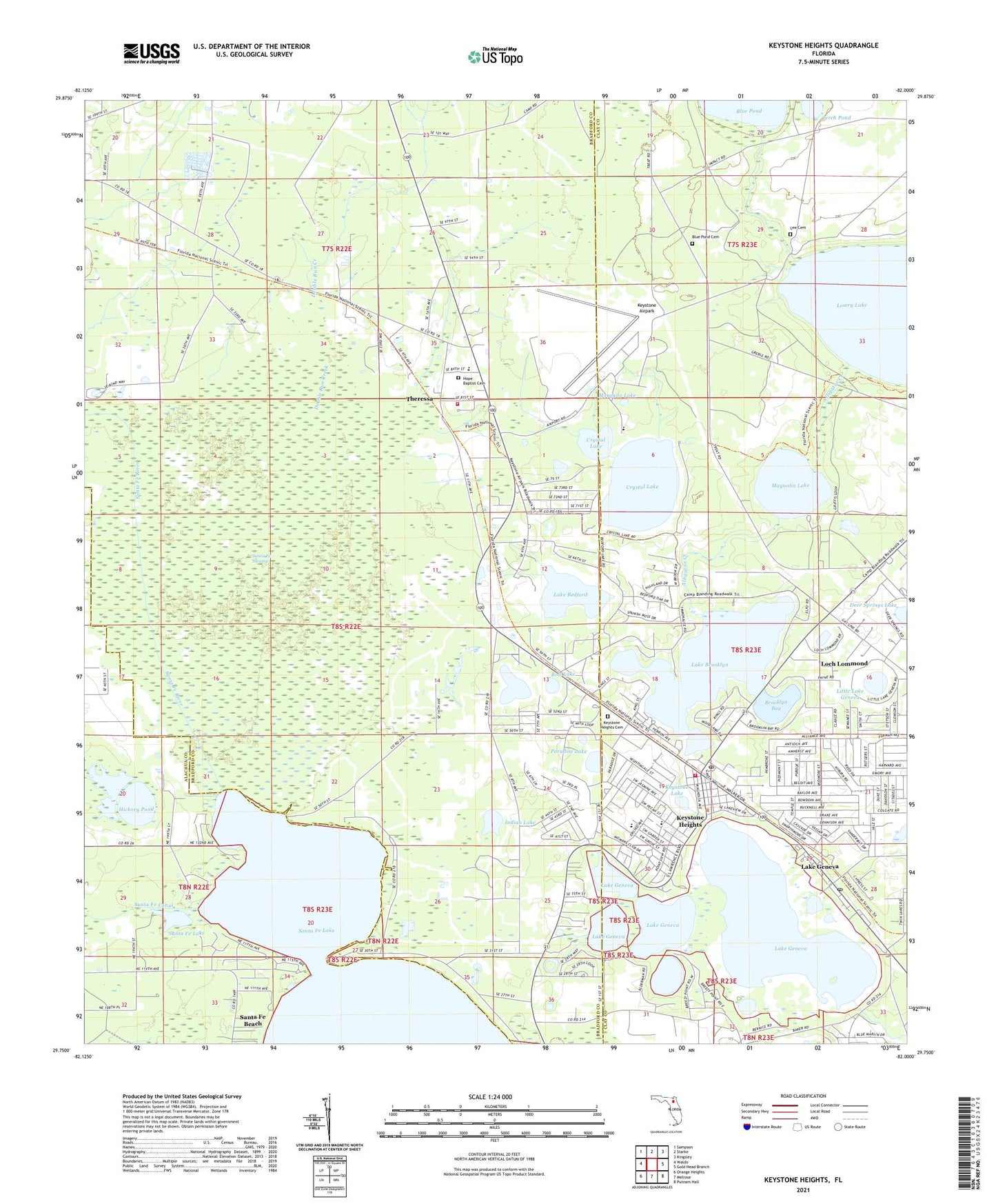 Keystone Heights Florida US Topo Map Image
