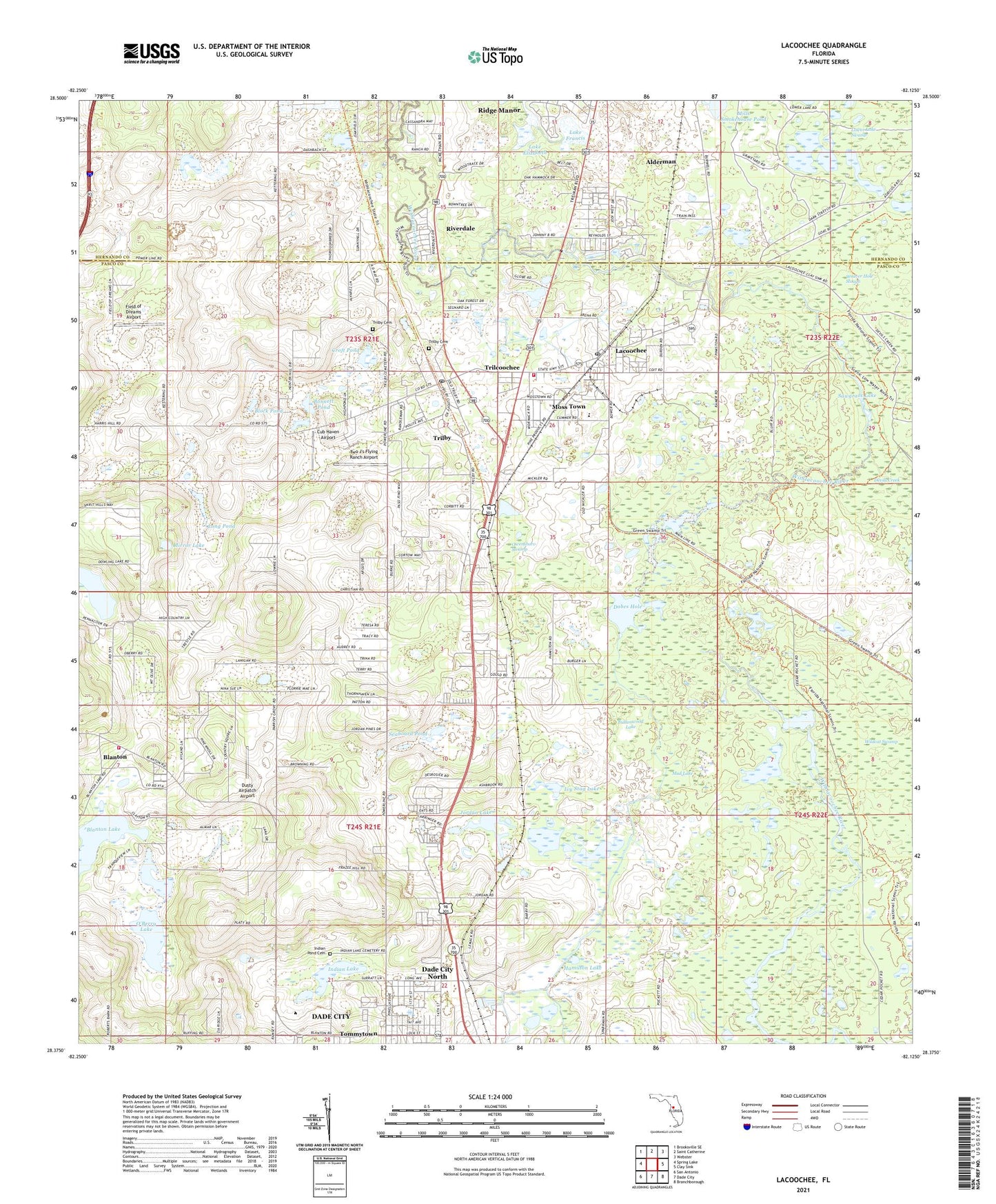 Lacoochee Florida US Topo Map Image