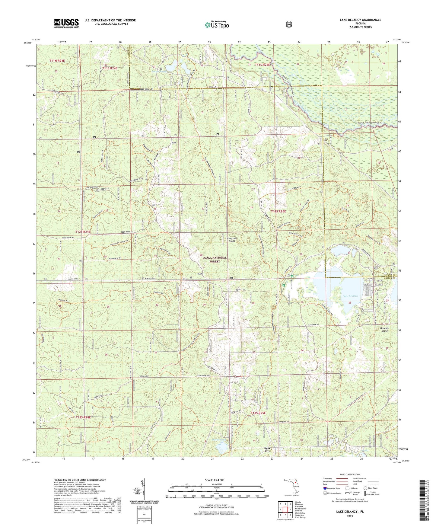 Lake Delancy Florida US Topo Map Image