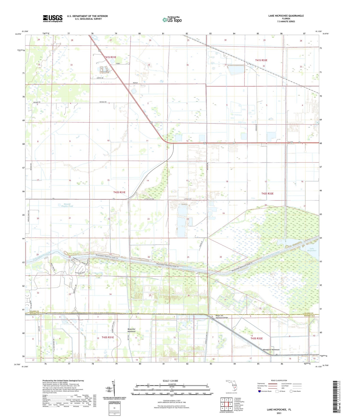 Lake Hicpochee Florida US Topo Map Image