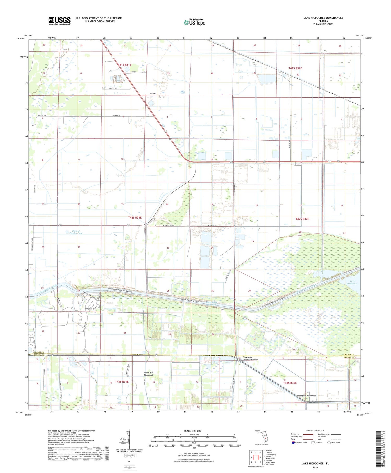 Lake Hicpochee Florida US Topo Map Image