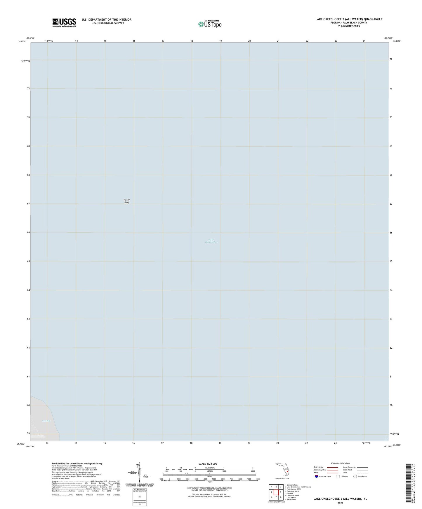 Lake Okeechobee 2 (All Water) Florida US Topo Map Image