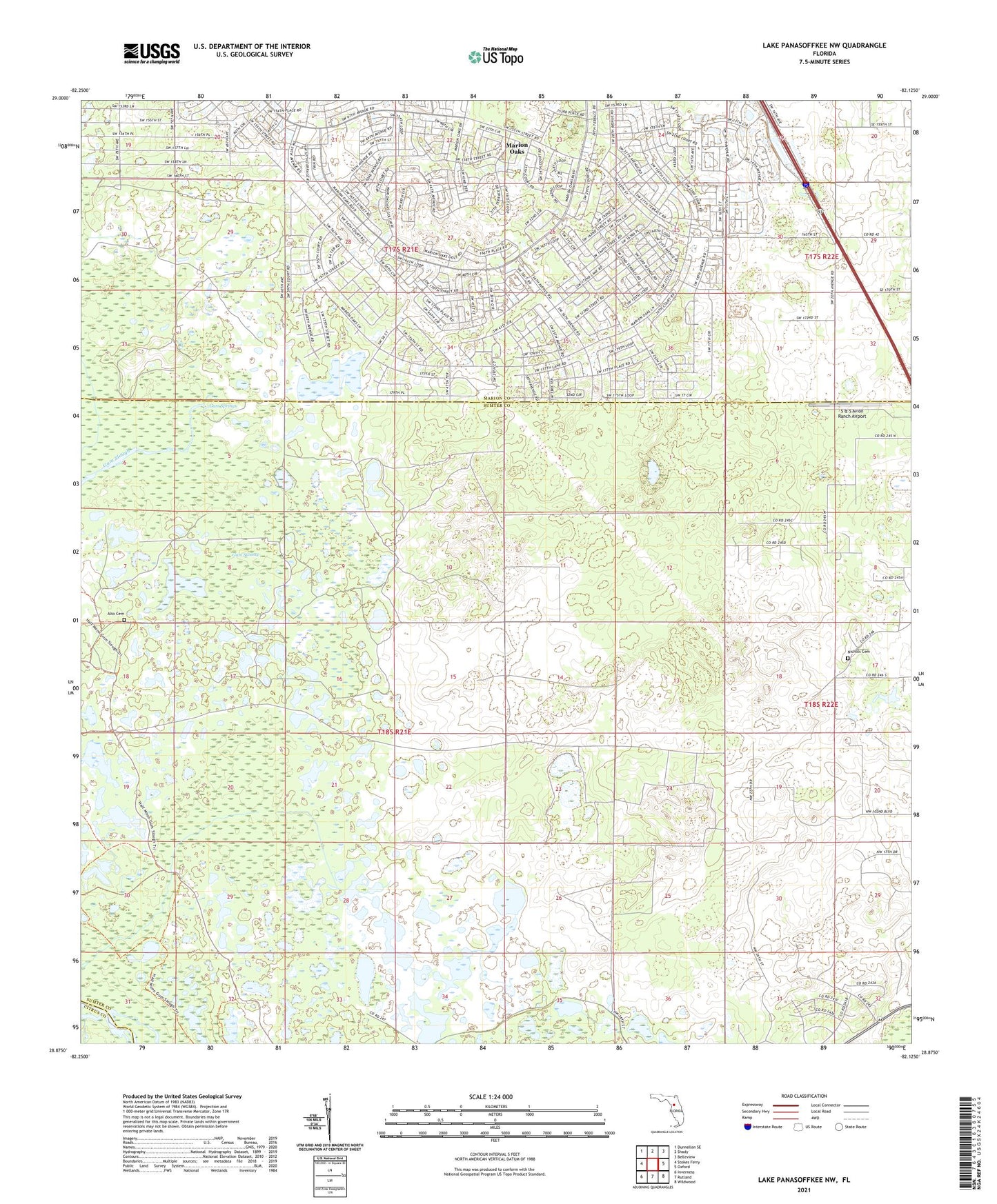 Lake Panasoffkee NW Florida US Topo Map Image