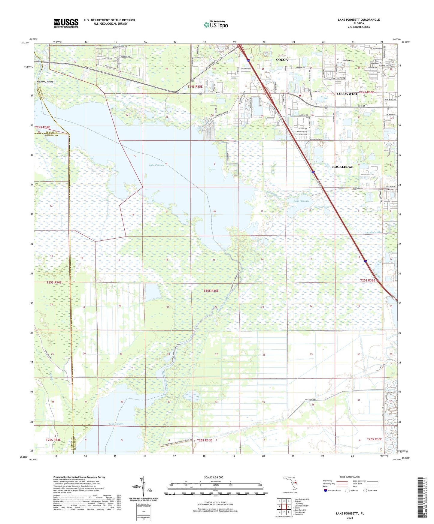 Lake Poinsett Florida US Topo Map Image
