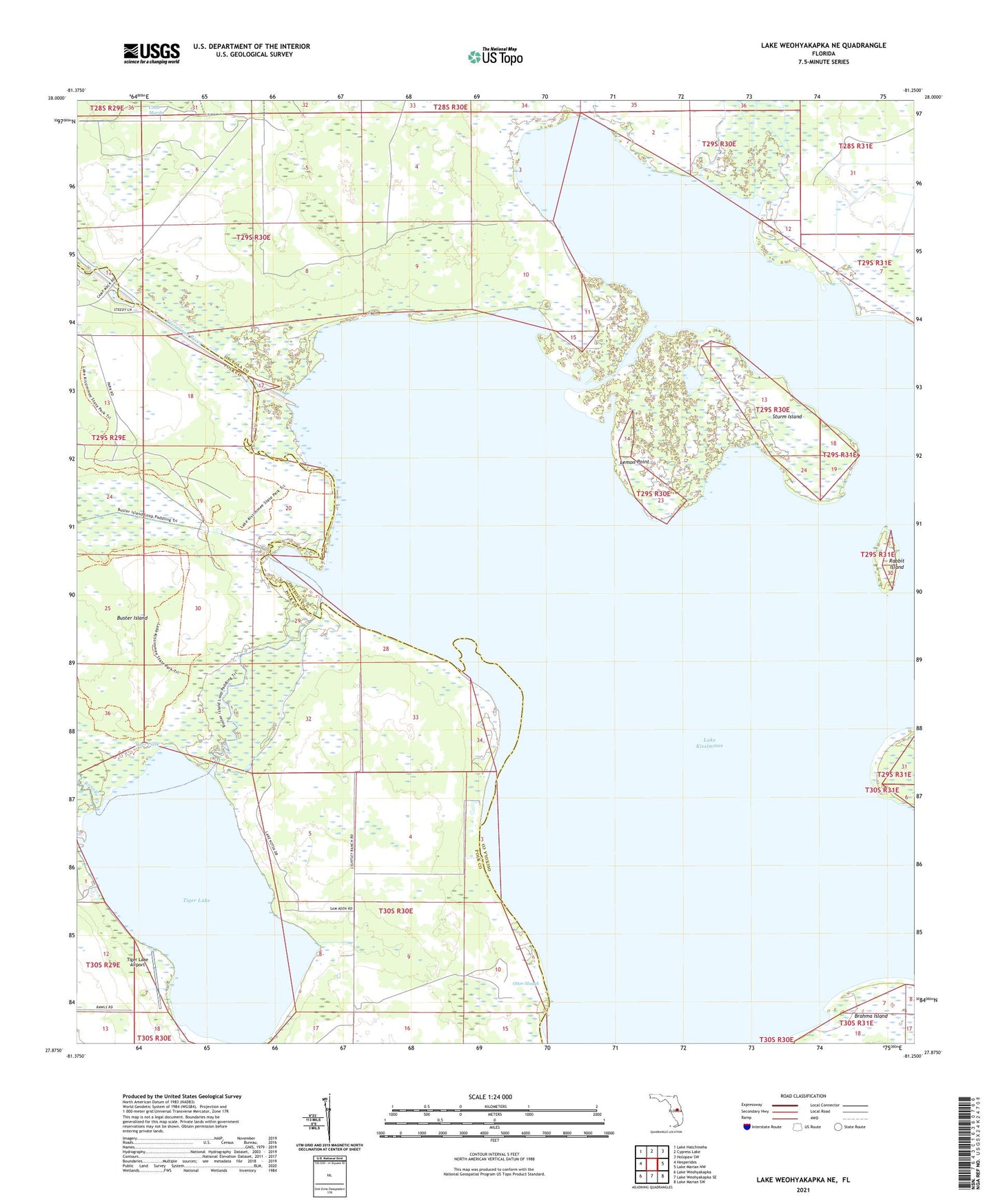 Lake Weohyakapka NE Florida US Topo Map Image