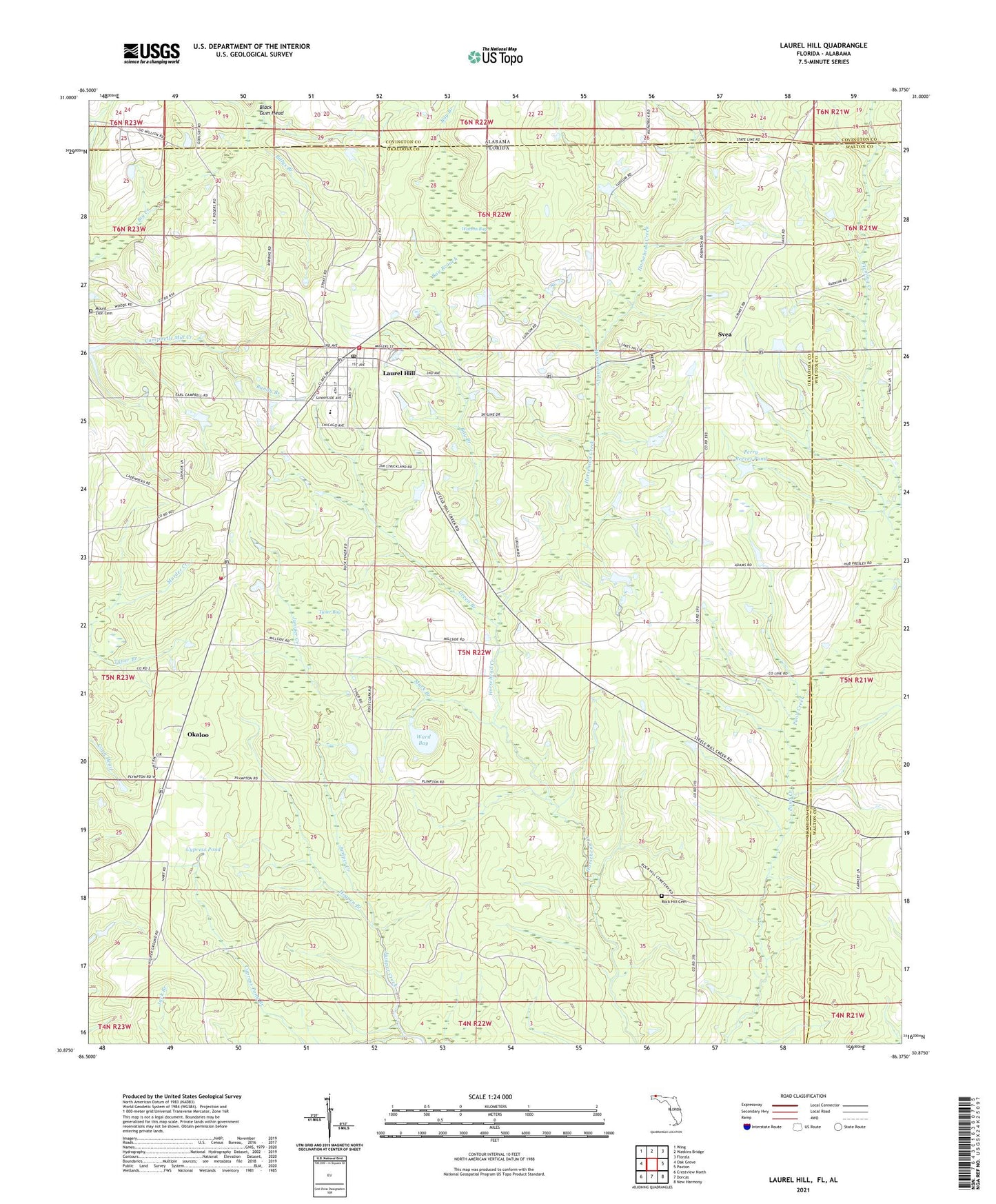 Laurel Hill Florida US Topo Map Image
