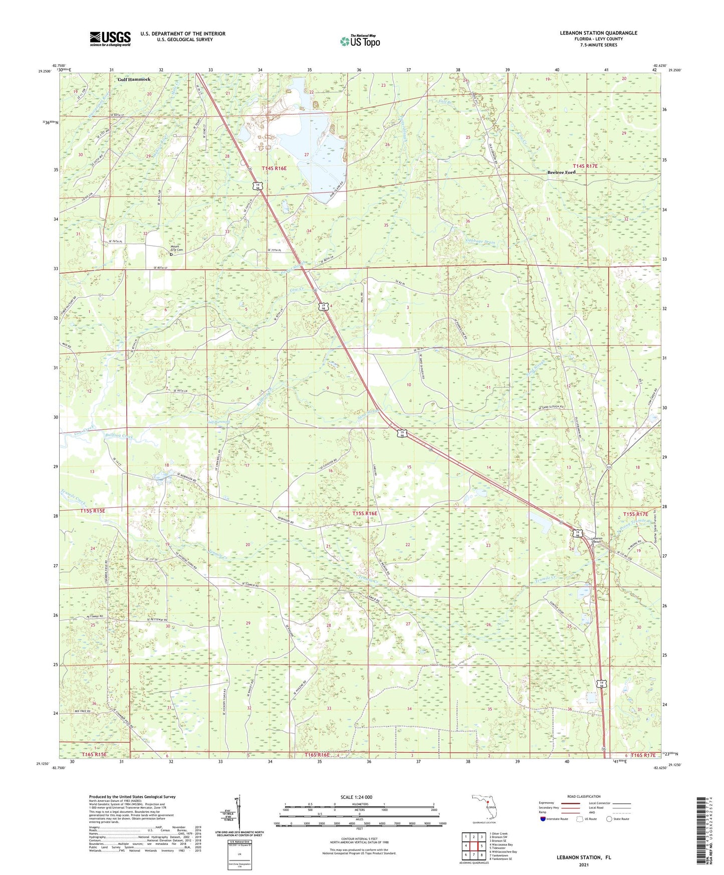Lebanon Station Florida US Topo Map Image