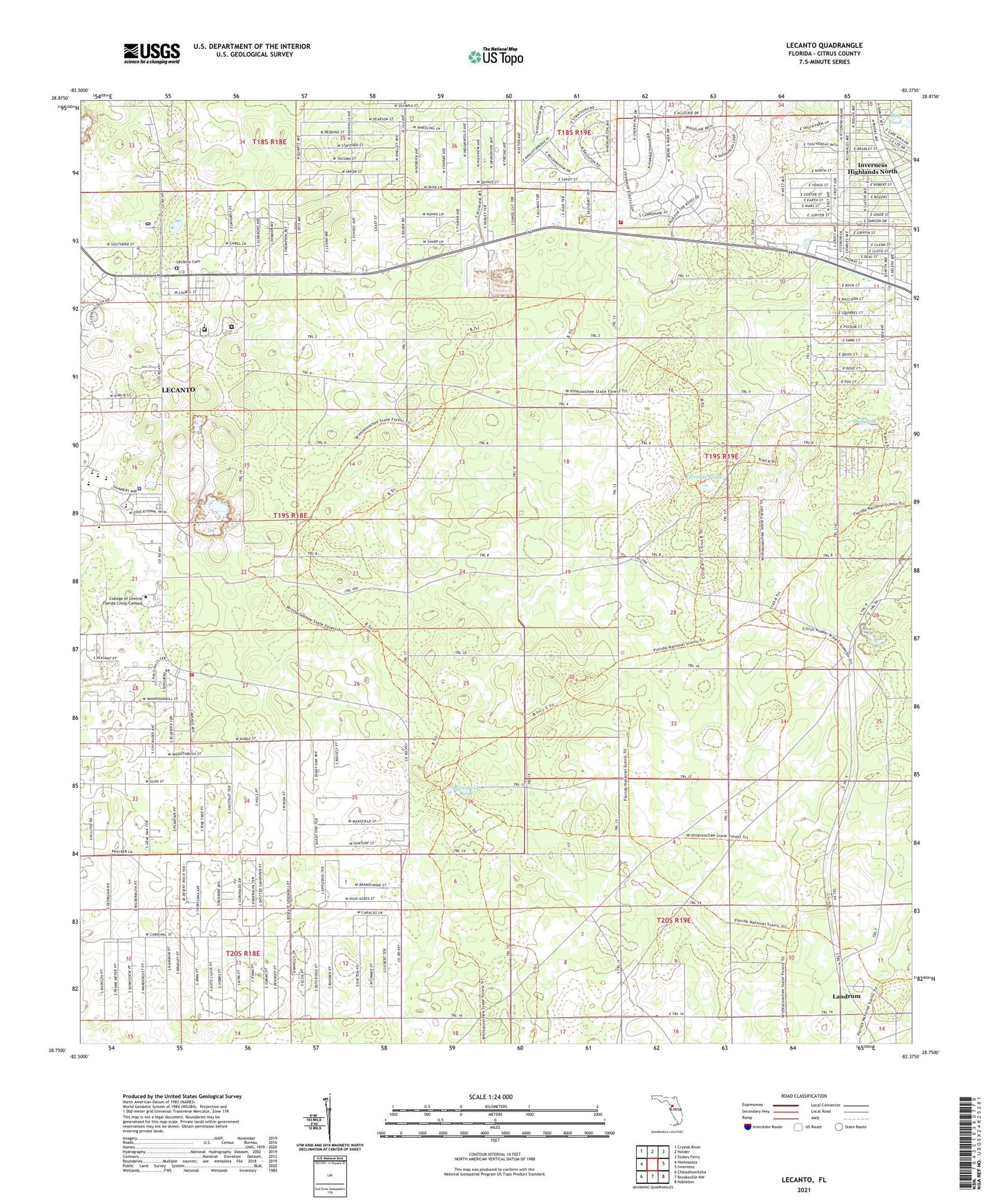 Lecanto Florida US Topo Map Image