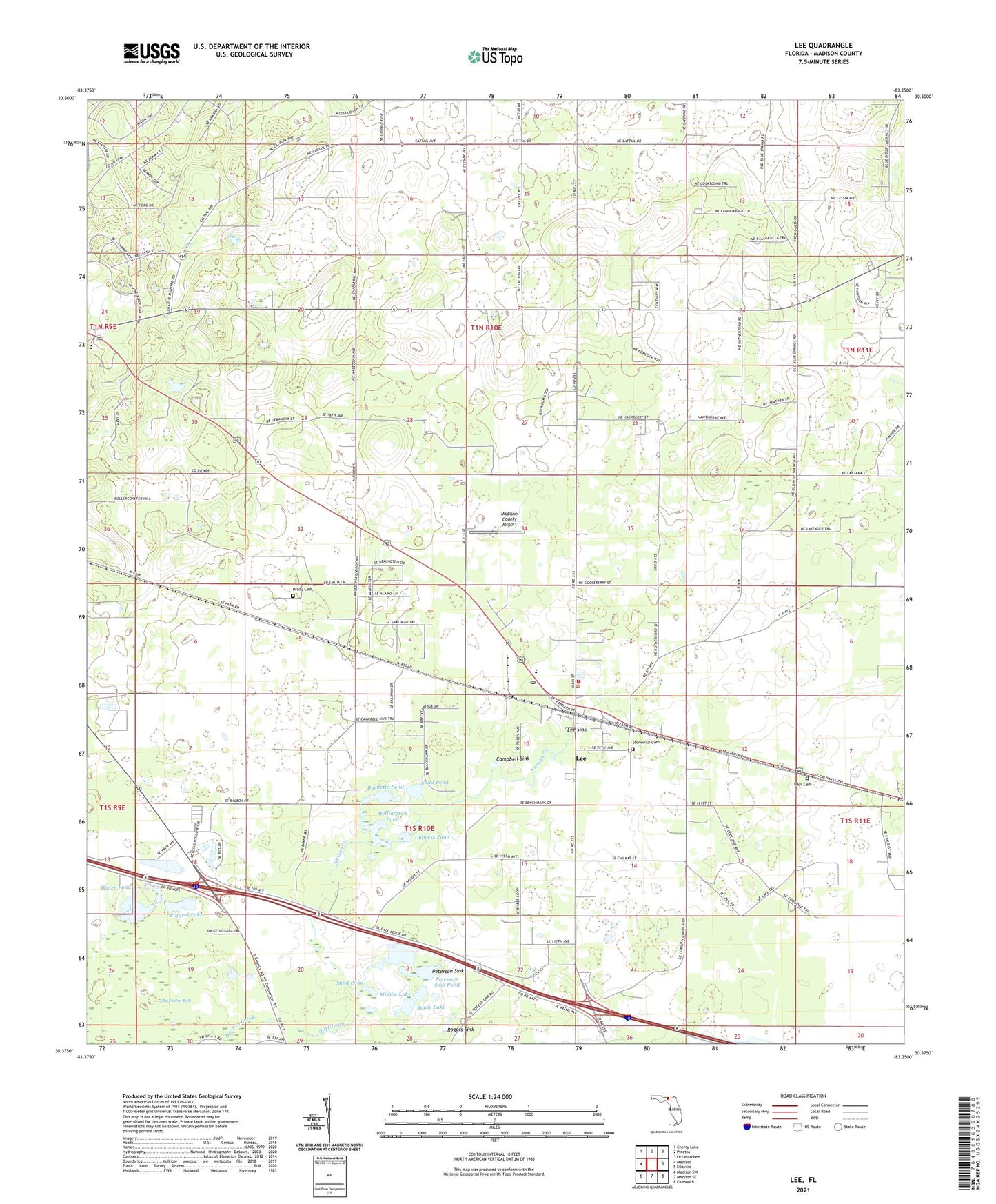 Lee Florida US Topo Map Image