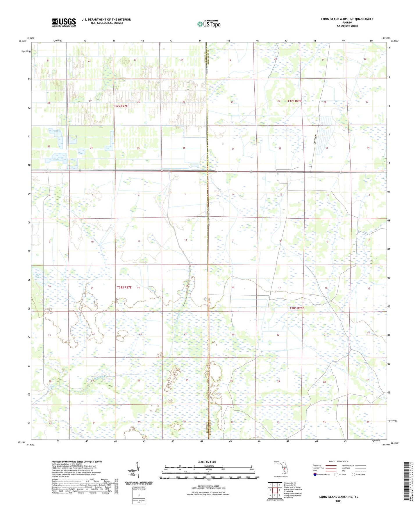 Long Island Marsh NE Florida US Topo Map Image