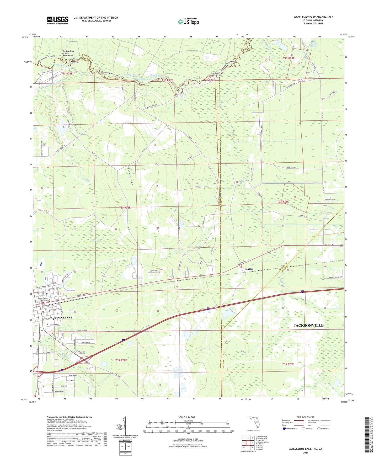 Macclenny East Florida US Topo Map Image