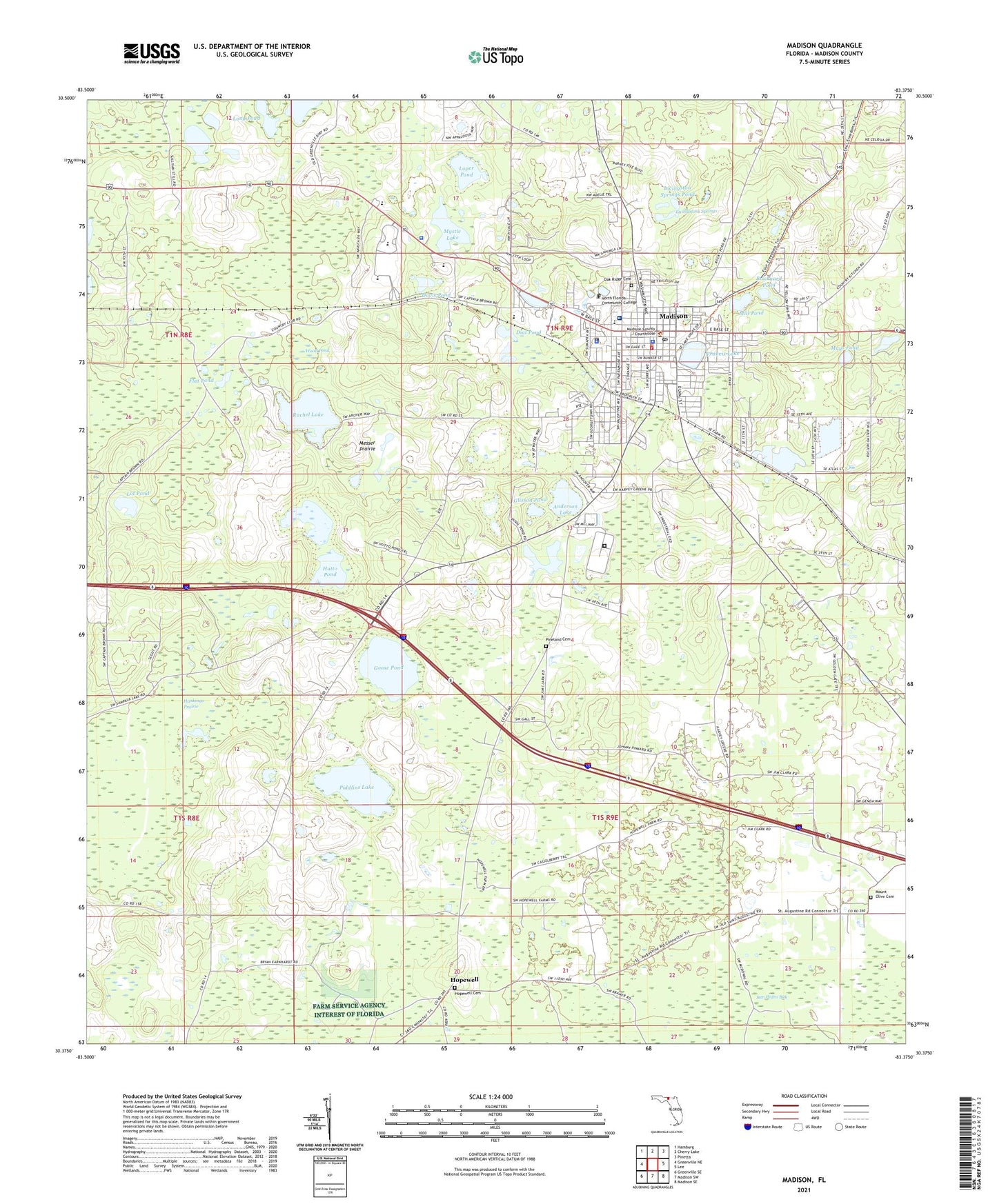 Madison Florida US Topo Map Image