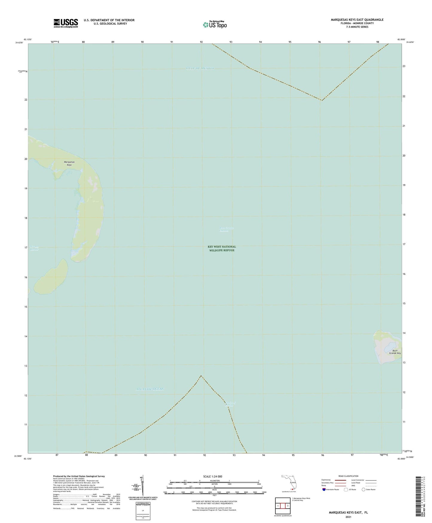Marquesas Keys East Florida US Topo Map Image