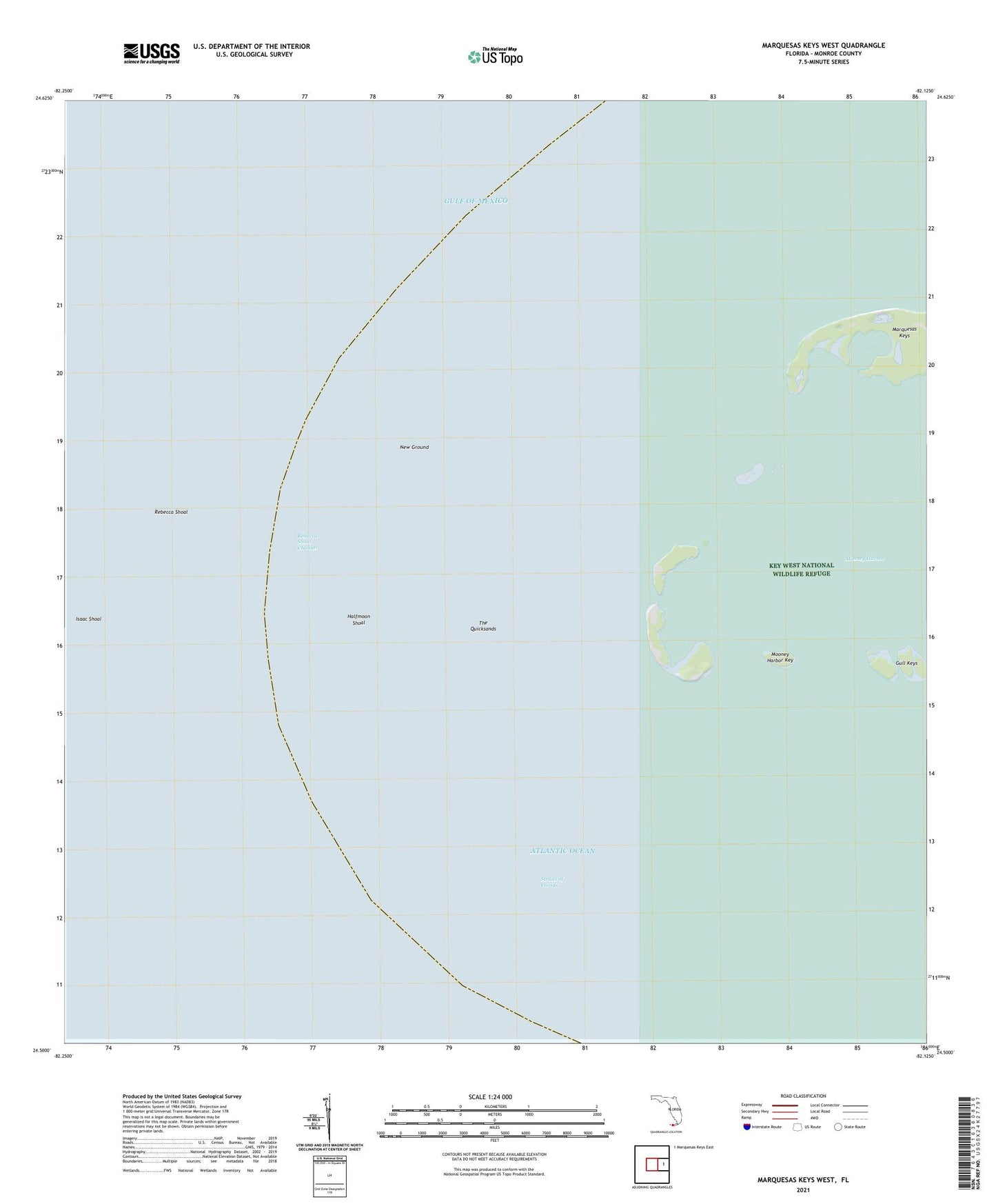 Marquesas Keys West Florida US Topo Map Image
