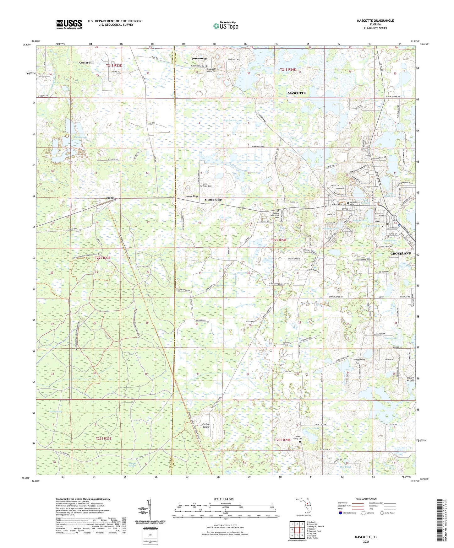 Mascotte Florida US Topo Map Image