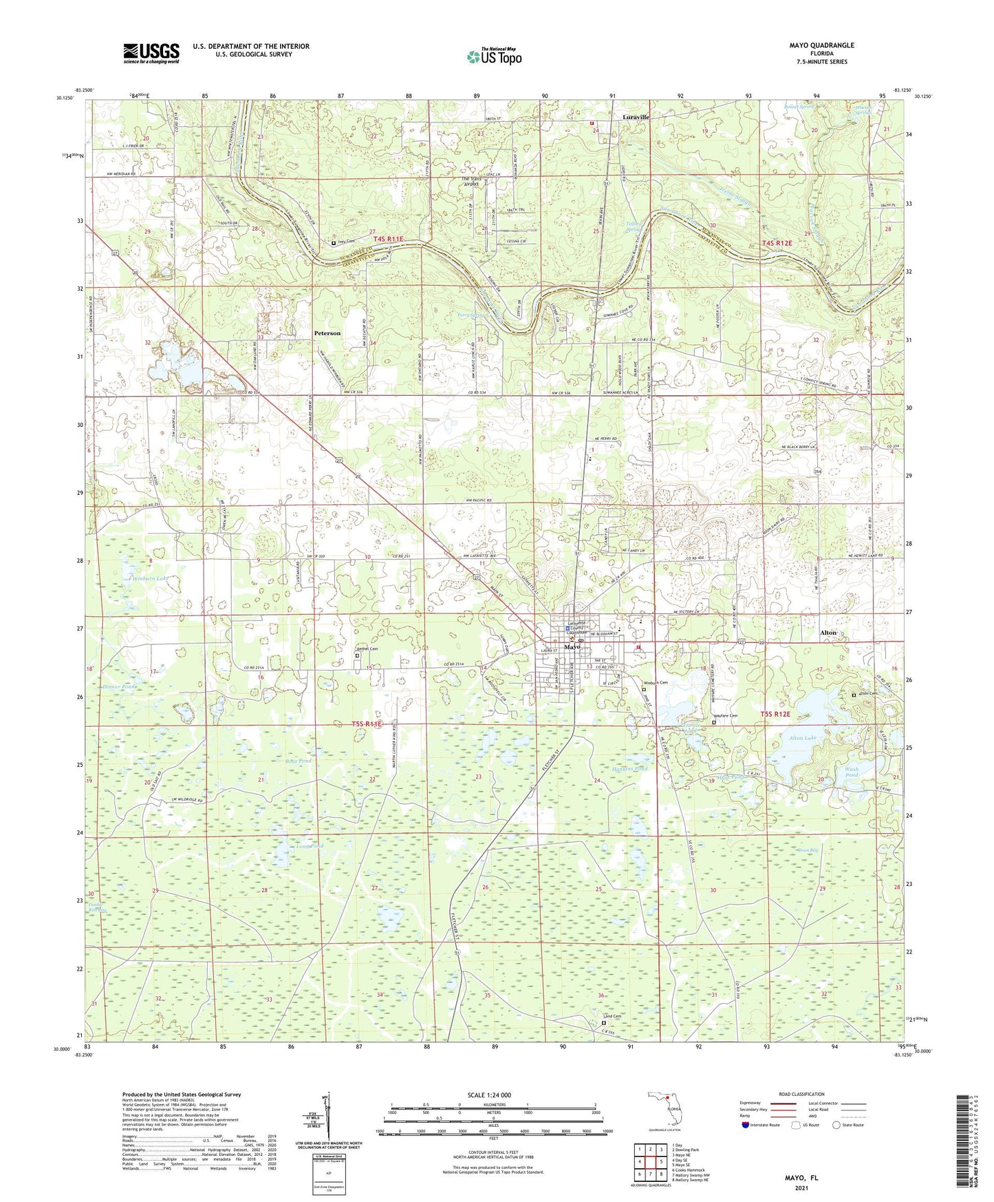 Mayo Florida US Topo Map Image