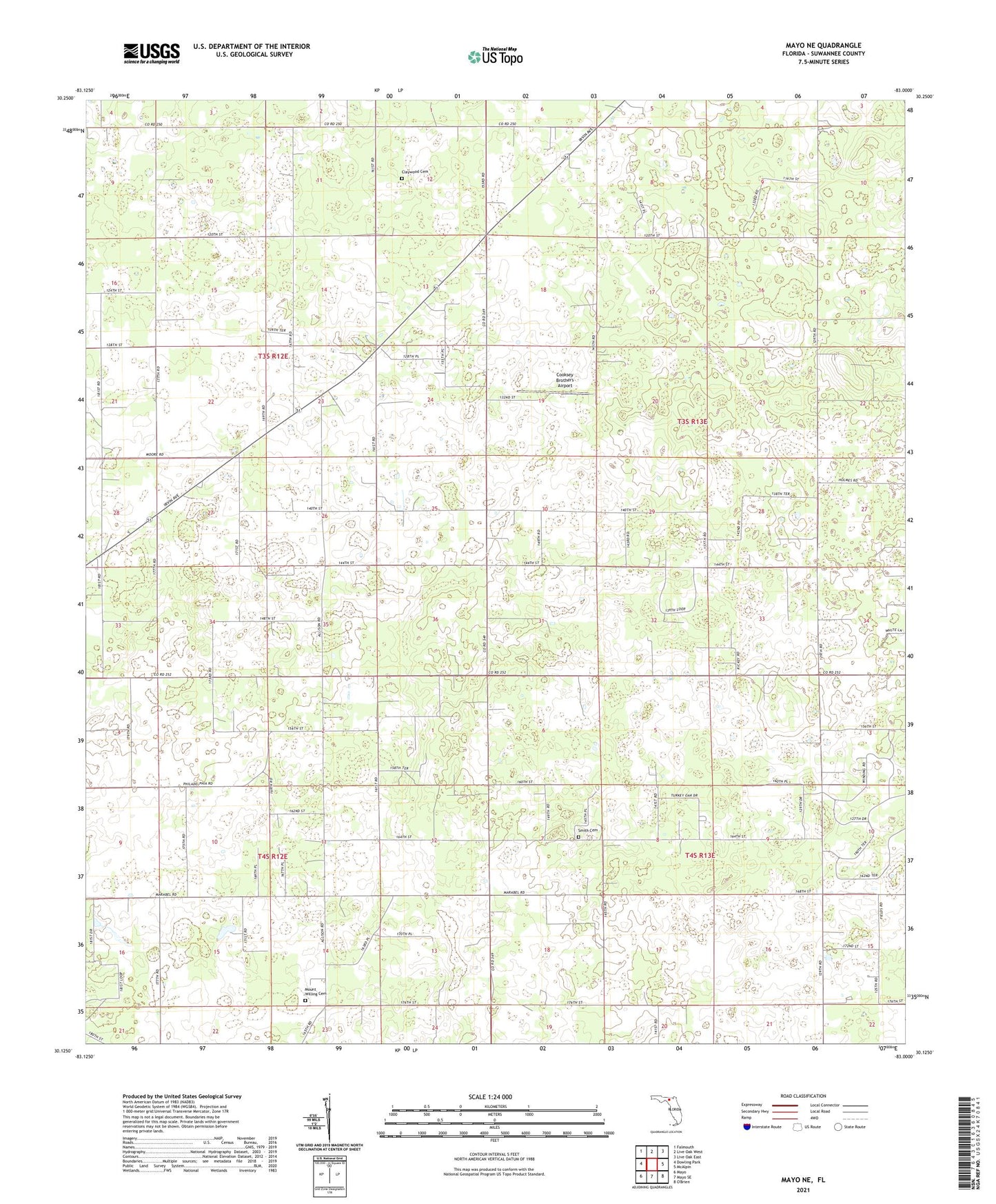 Mayo NE Florida US Topo Map Image