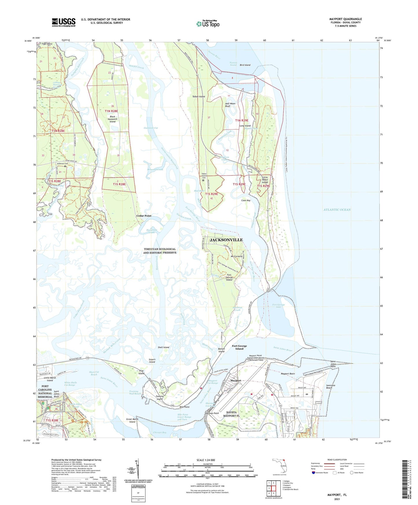 Mayport Florida US Topo Map Image