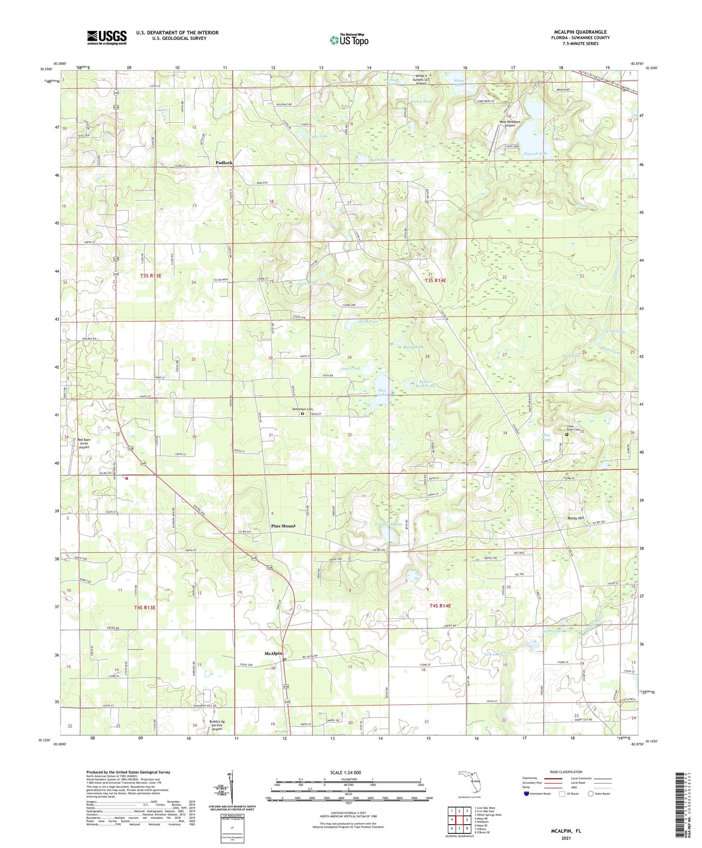 McAlpin Florida US Topo Map Image