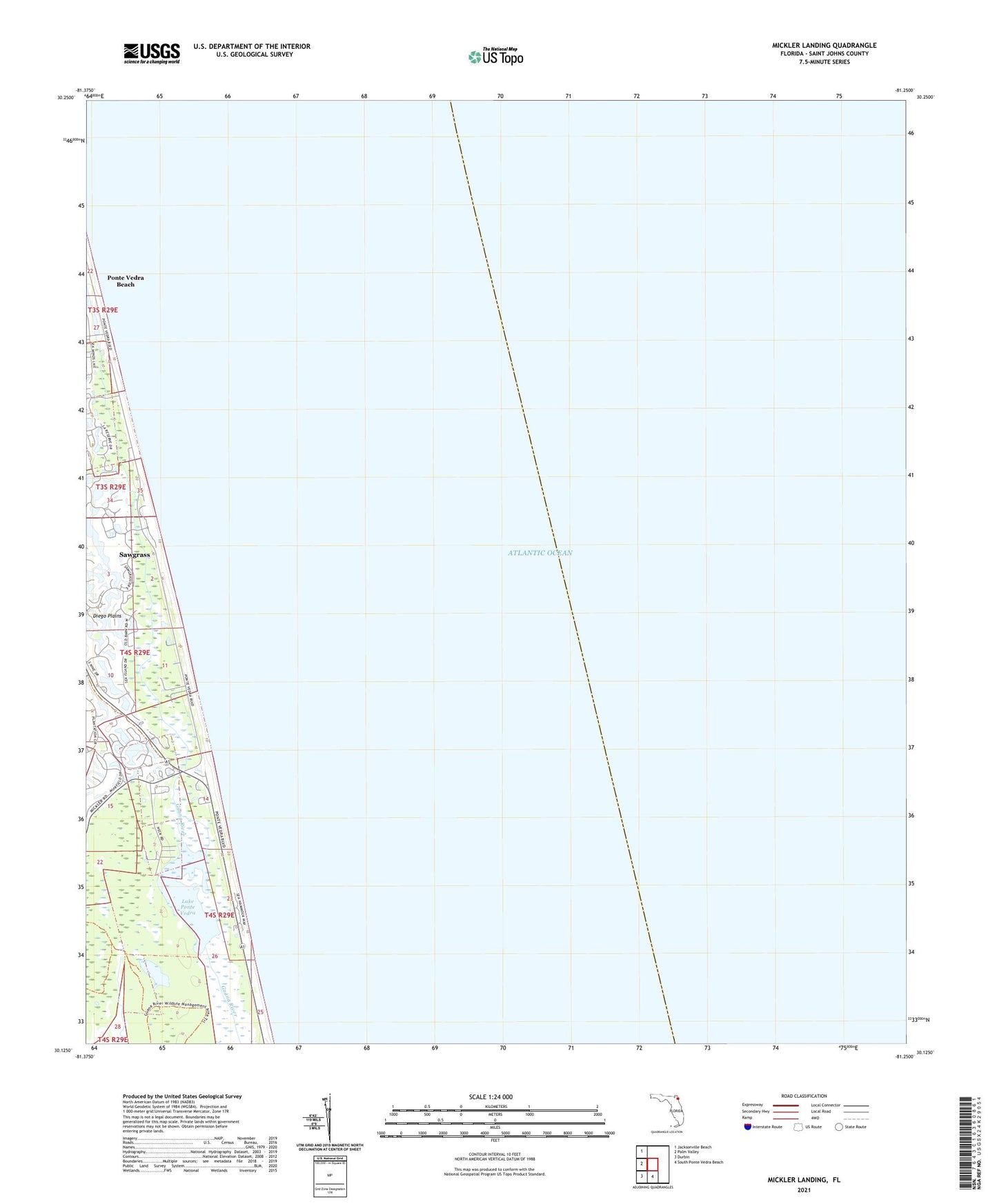 Mickler Landing Florida US Topo Map Image
