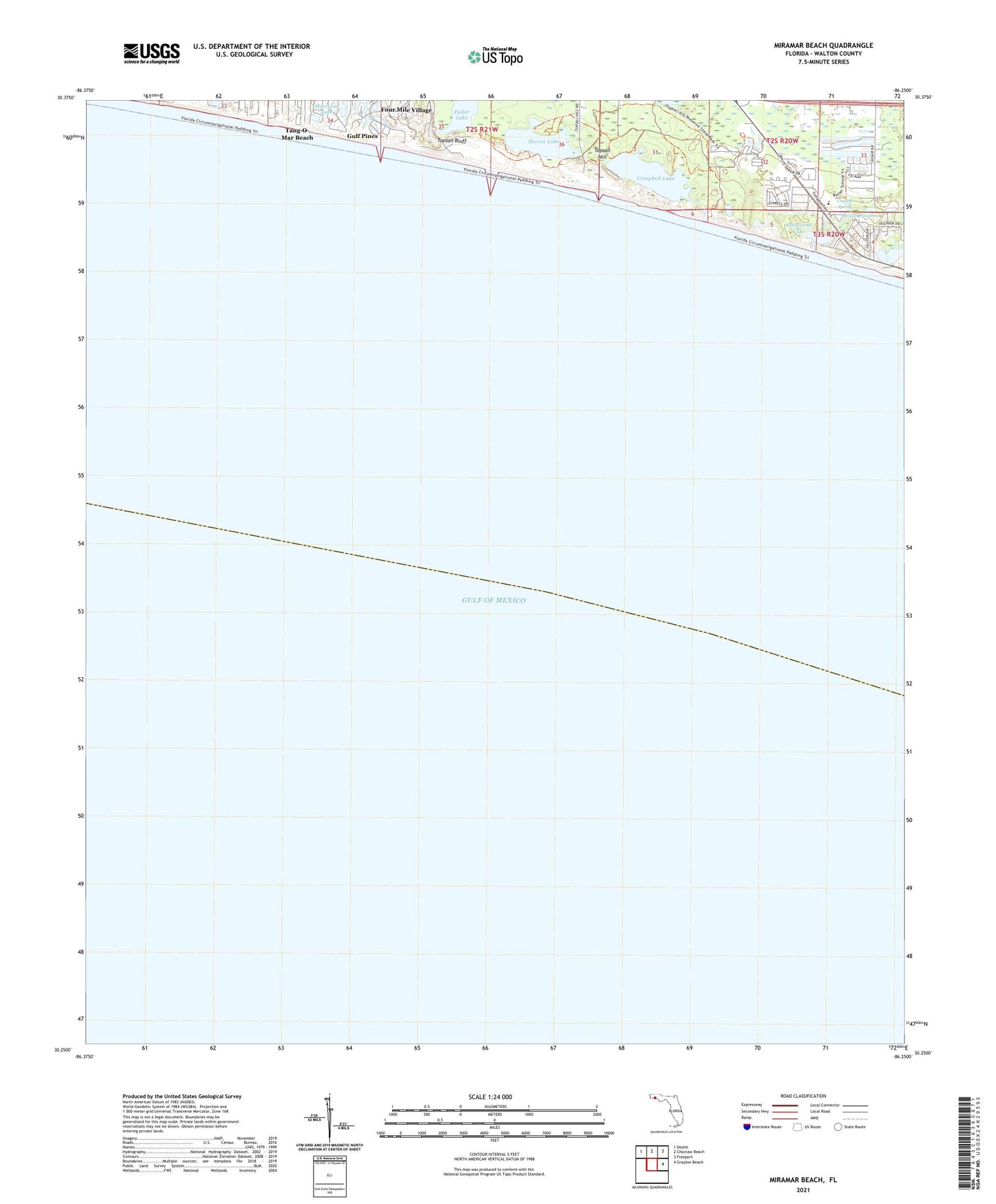 Miramar Beach Florida US Topo Map Image