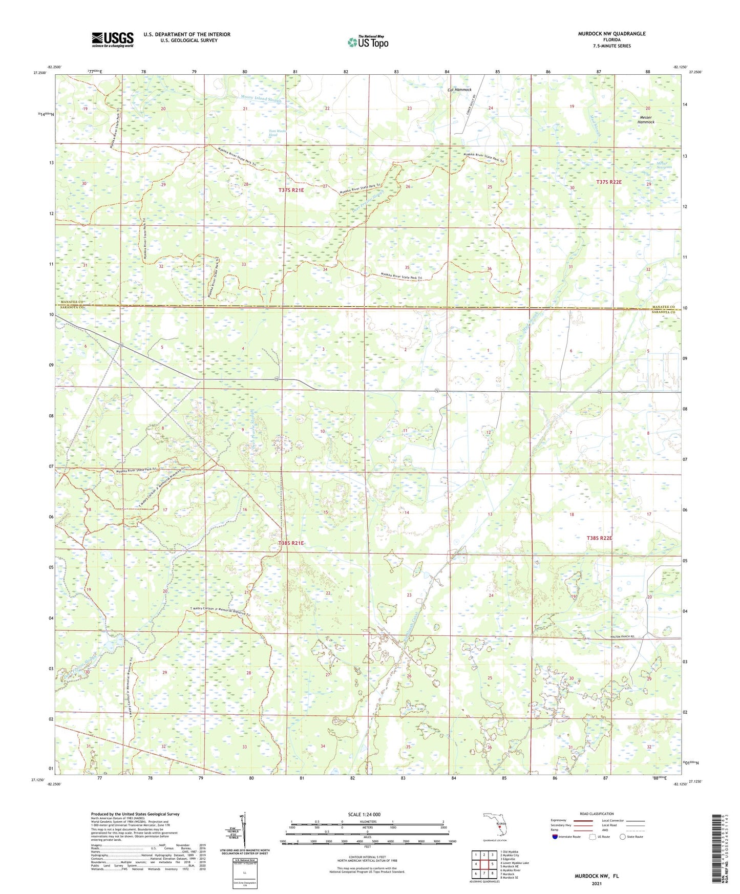 Murdock NW Florida US Topo Map Image