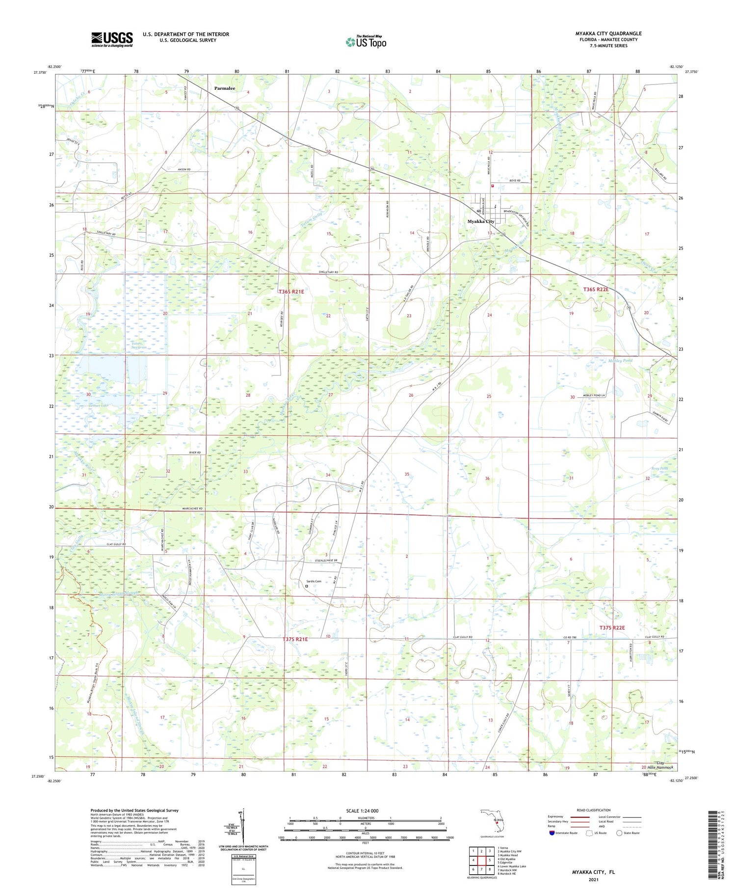 Myakka City Florida US Topo Map Image