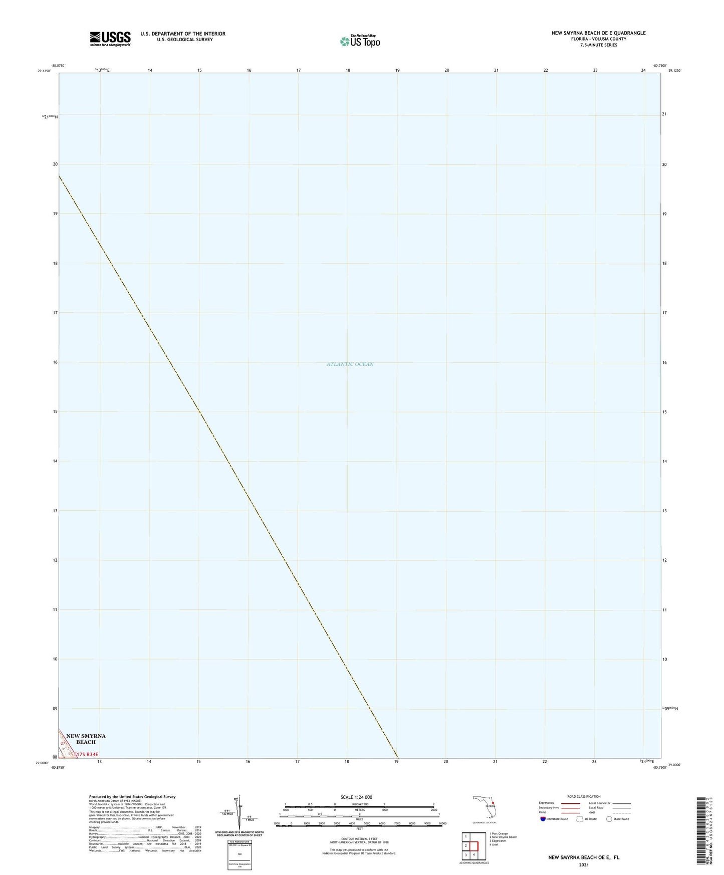 New Smyrna Beach OE E Florida US Topo Map Image