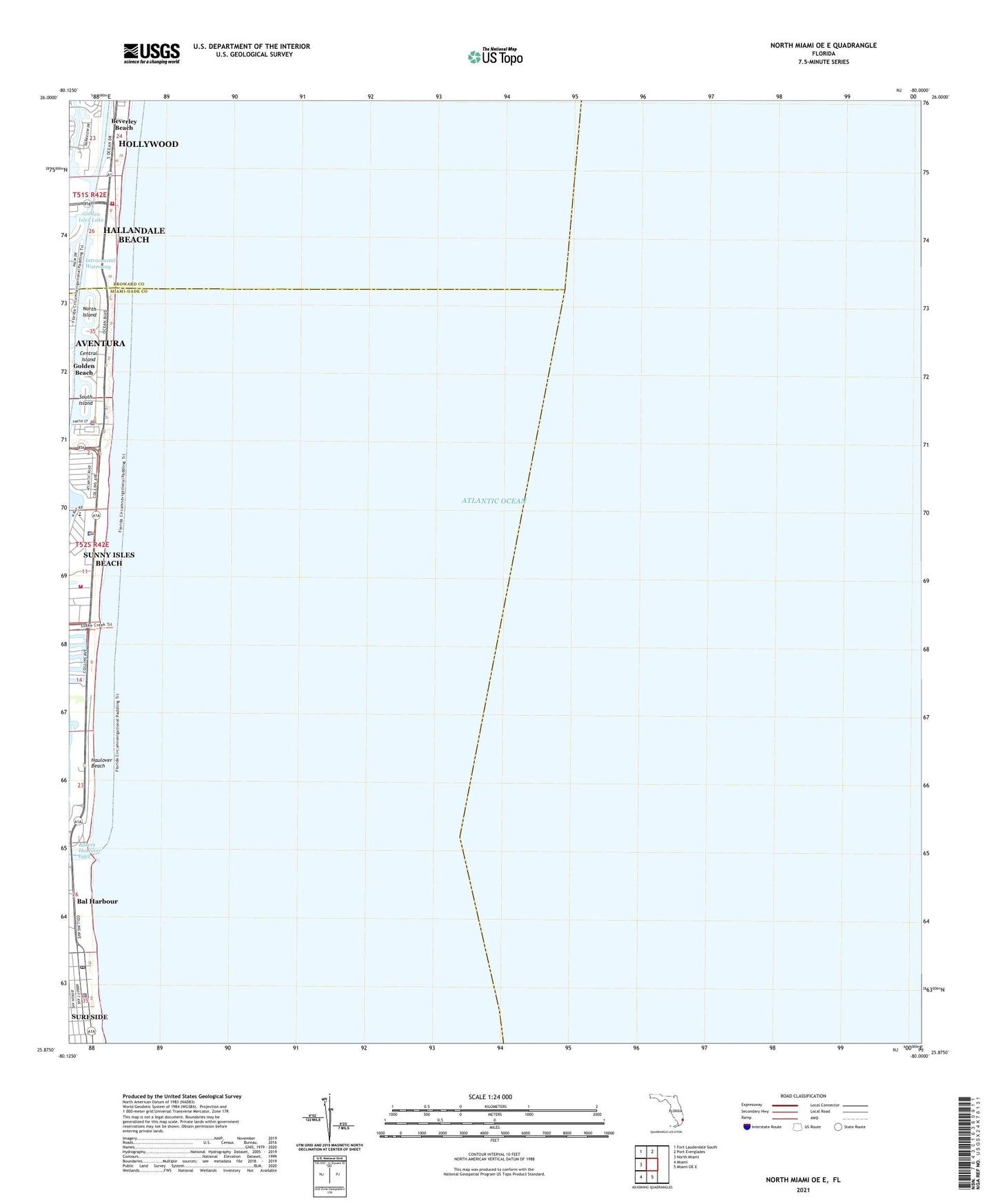 North Miami OE E Florida US Topo Map Image