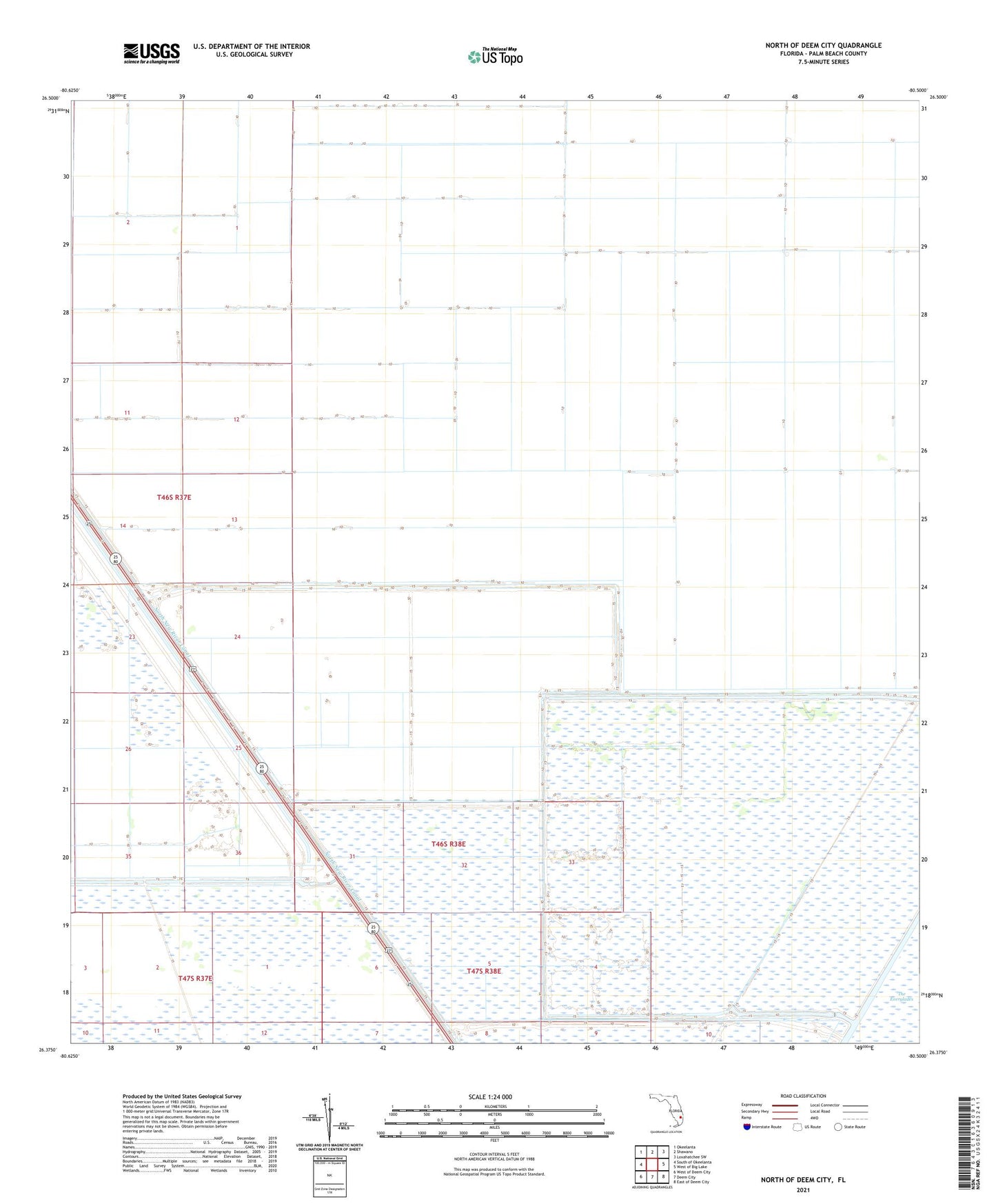 North of Deem City Florida US Topo Map Image
