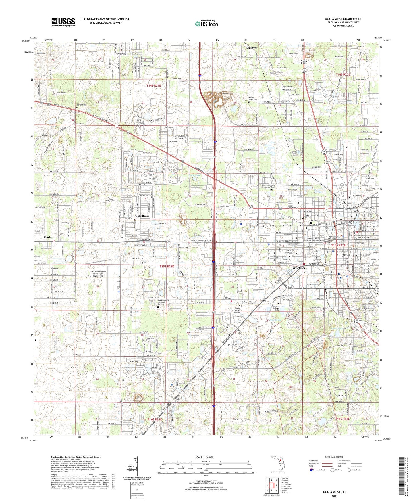 Ocala West Florida US Topo Map Image