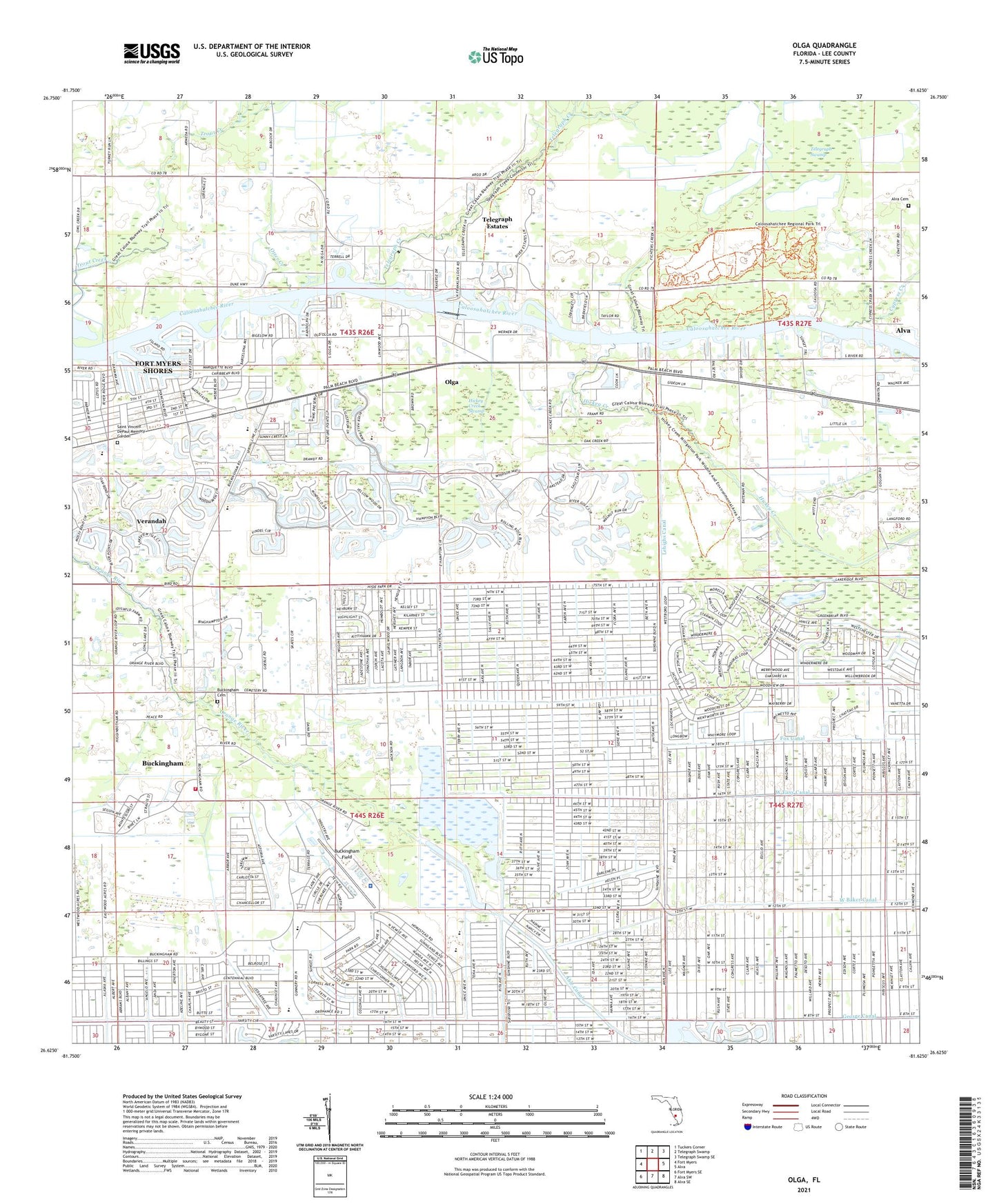 Olga Florida US Topo Map Image