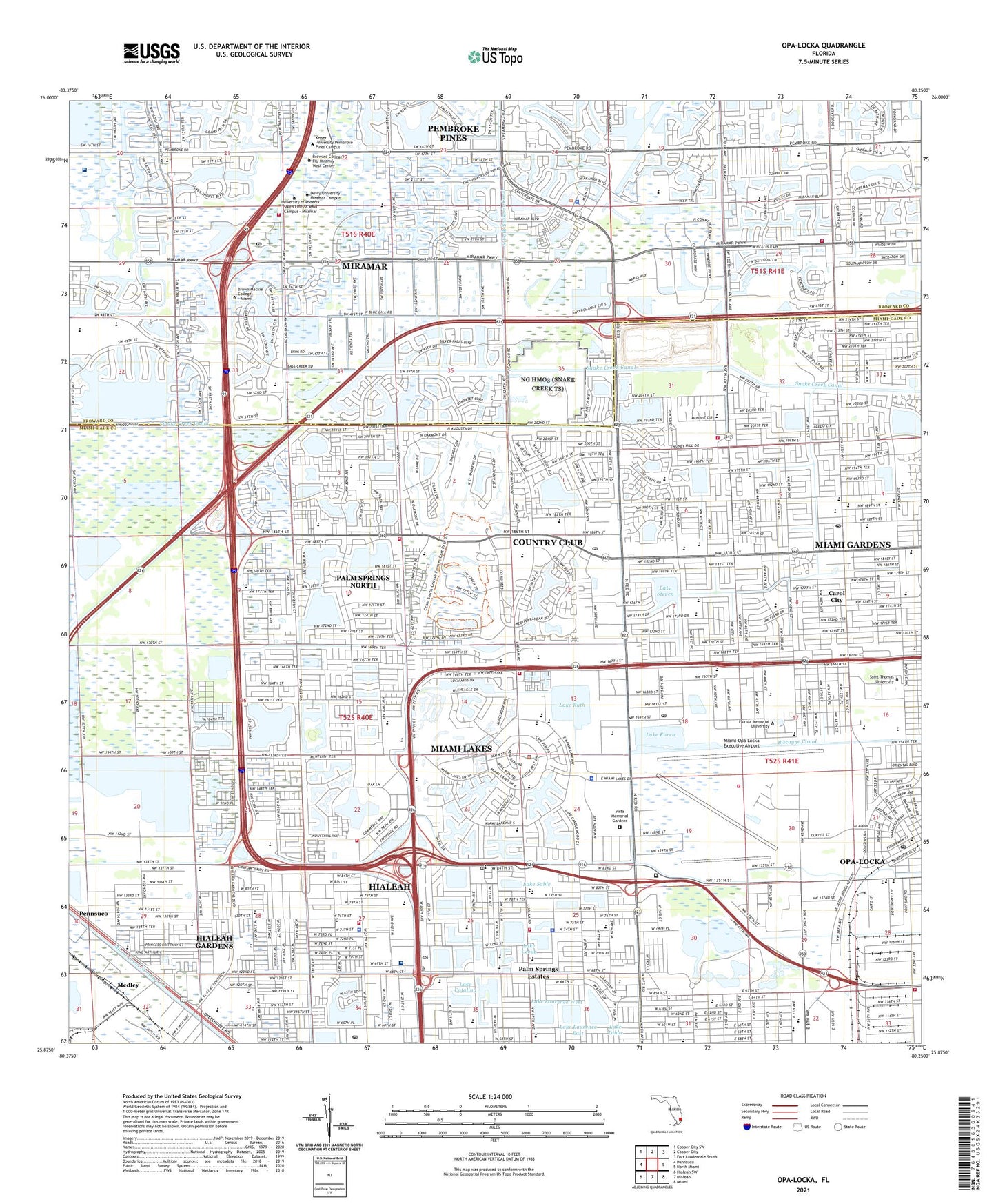 Opa-locka Florida US Topo Map Image