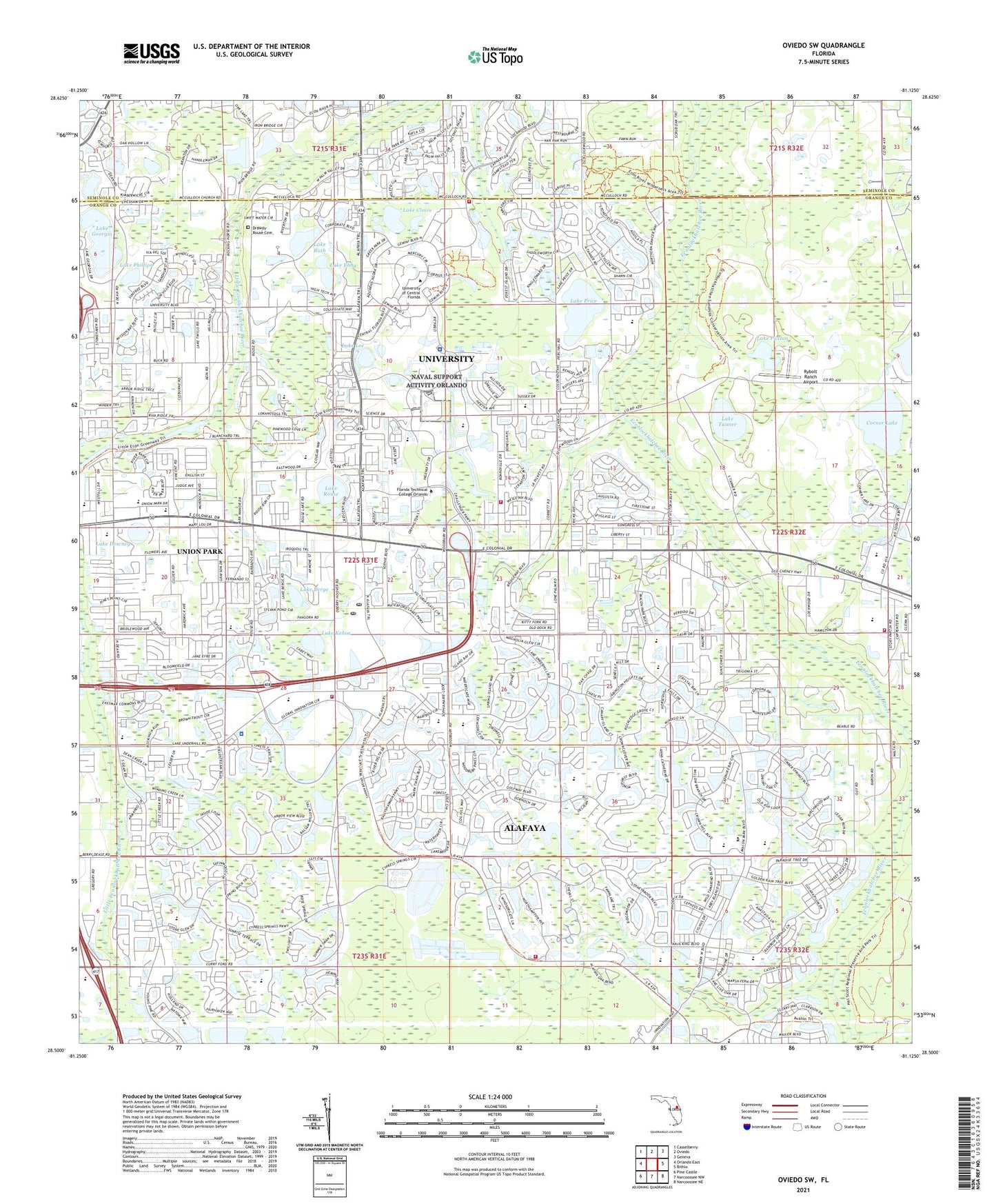 Oviedo SW Florida US Topo Map Image