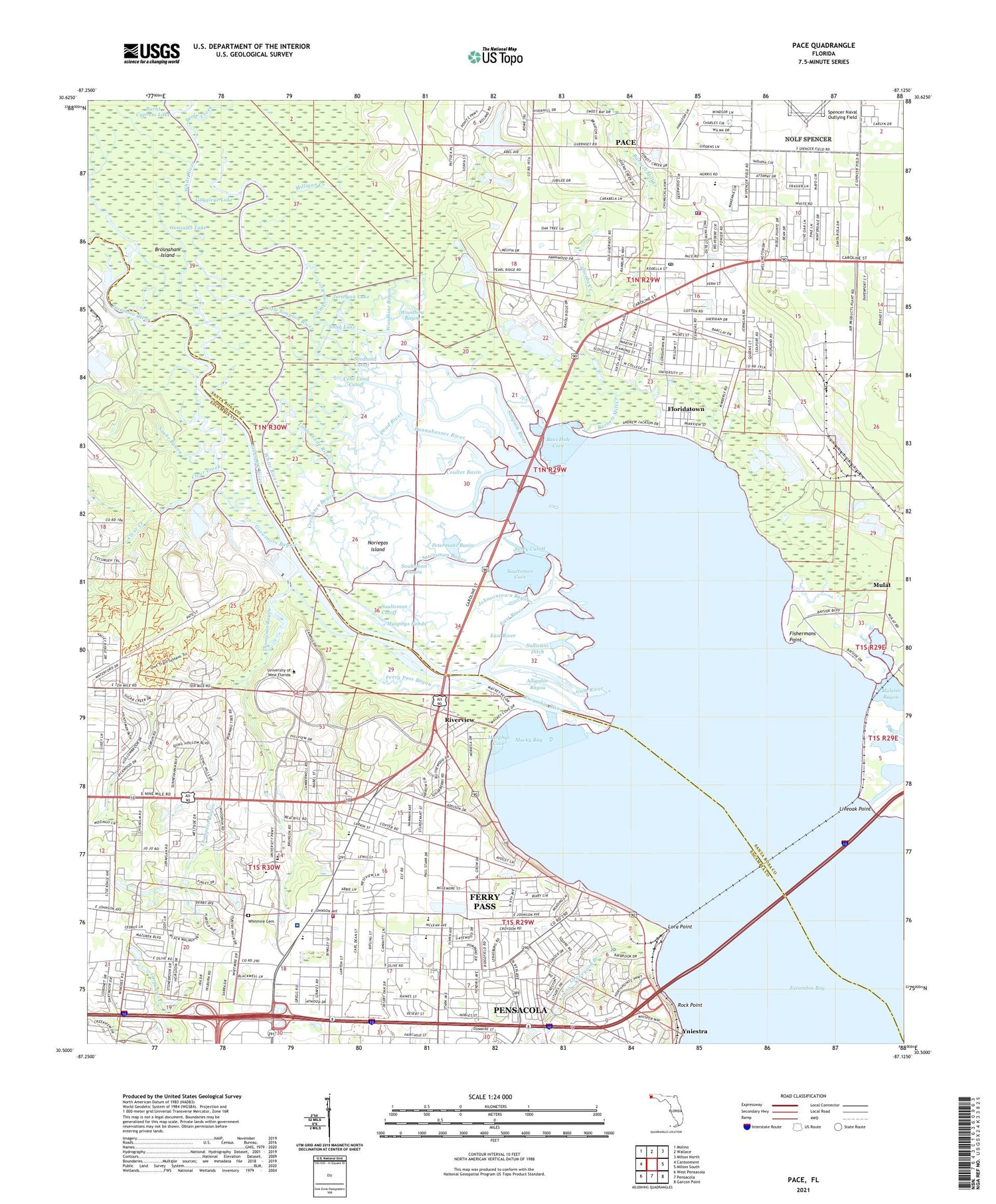 Pace Florida US Topo Map Image