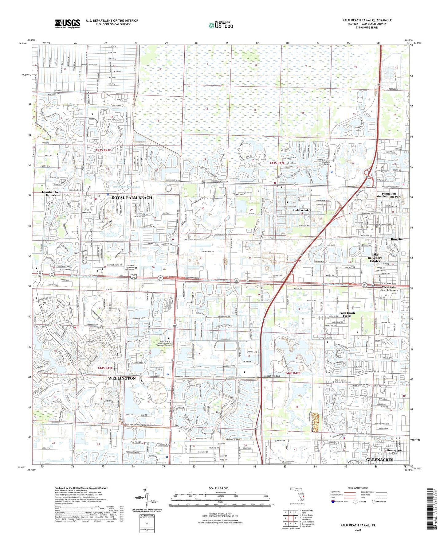 Palm Beach Farms Florida US Topo Map Image