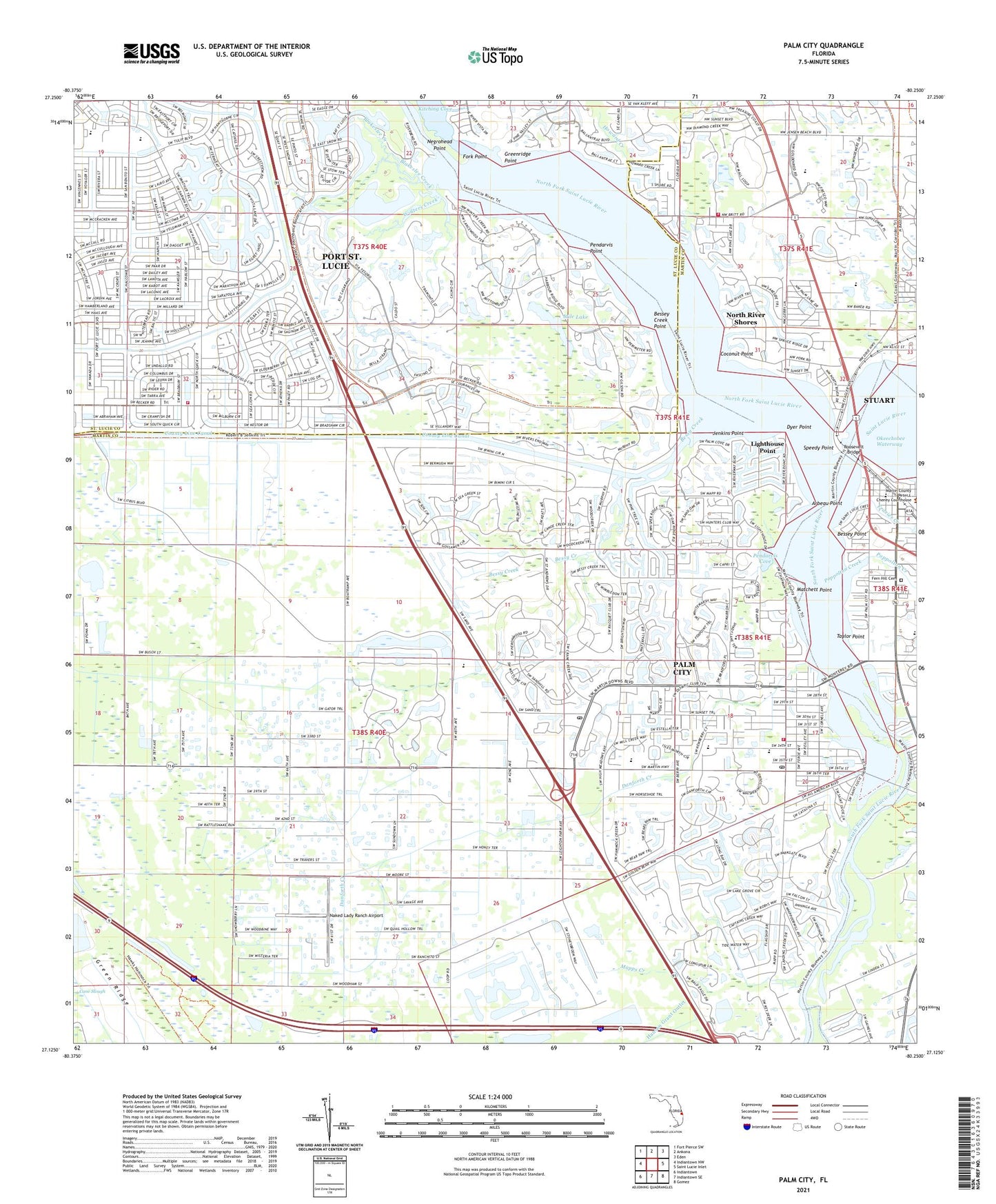 Palm City Florida US Topo Map Image