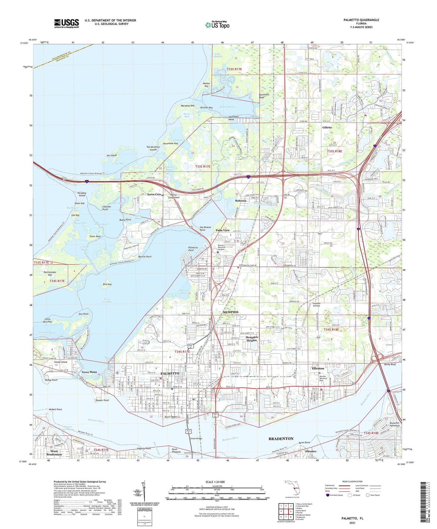 Palmetto Florida US Topo Map Image