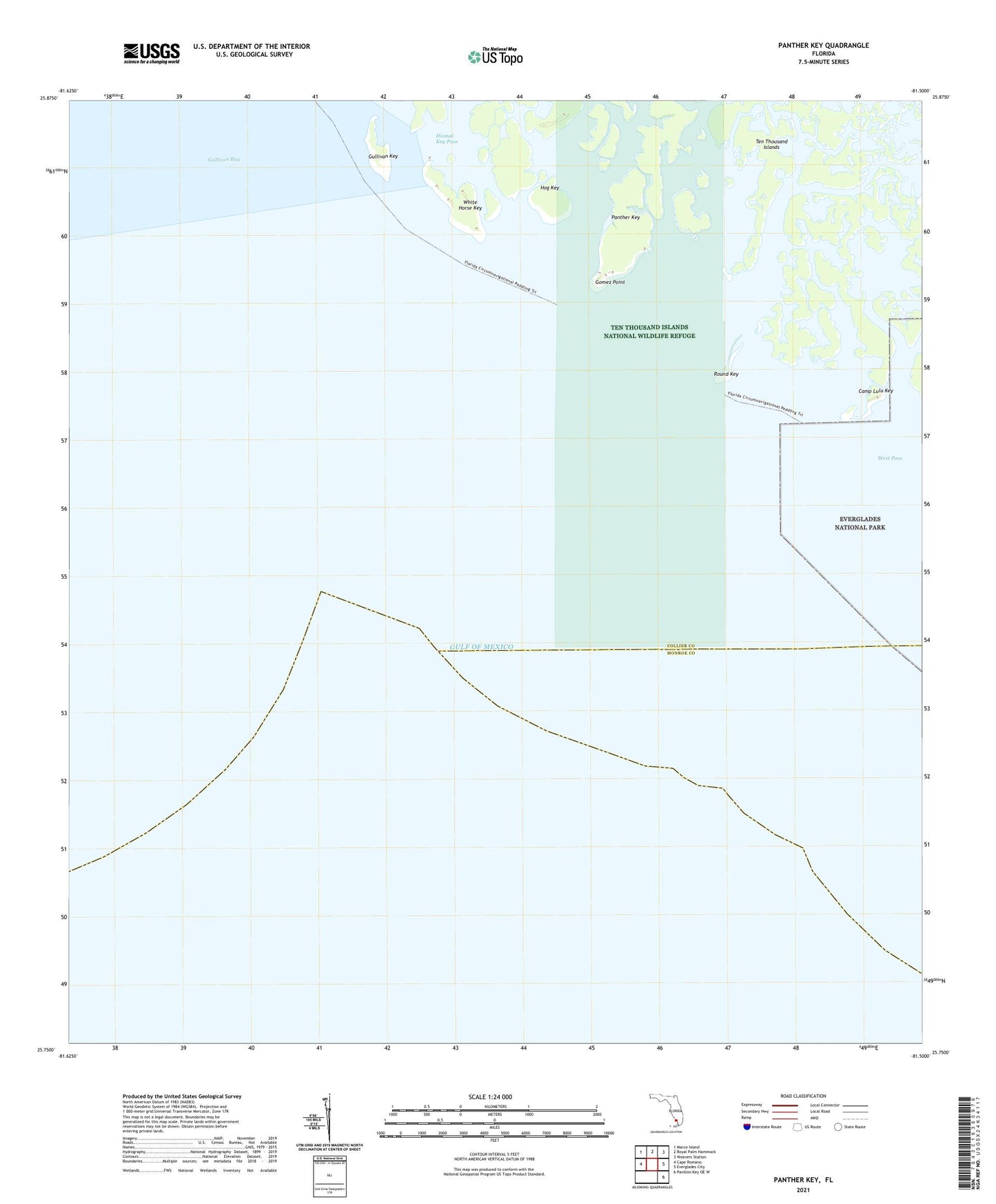 Panther Key Florida US Topo Map Image