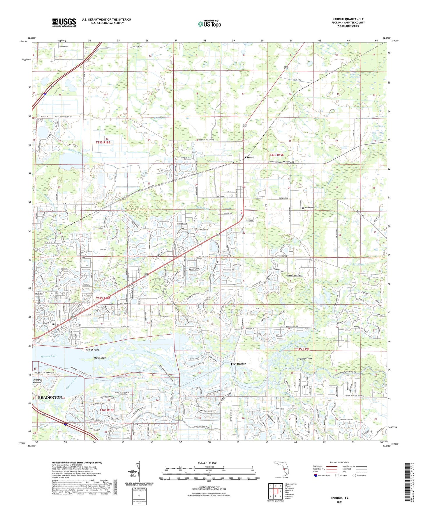 Parrish Florida US Topo Map Image